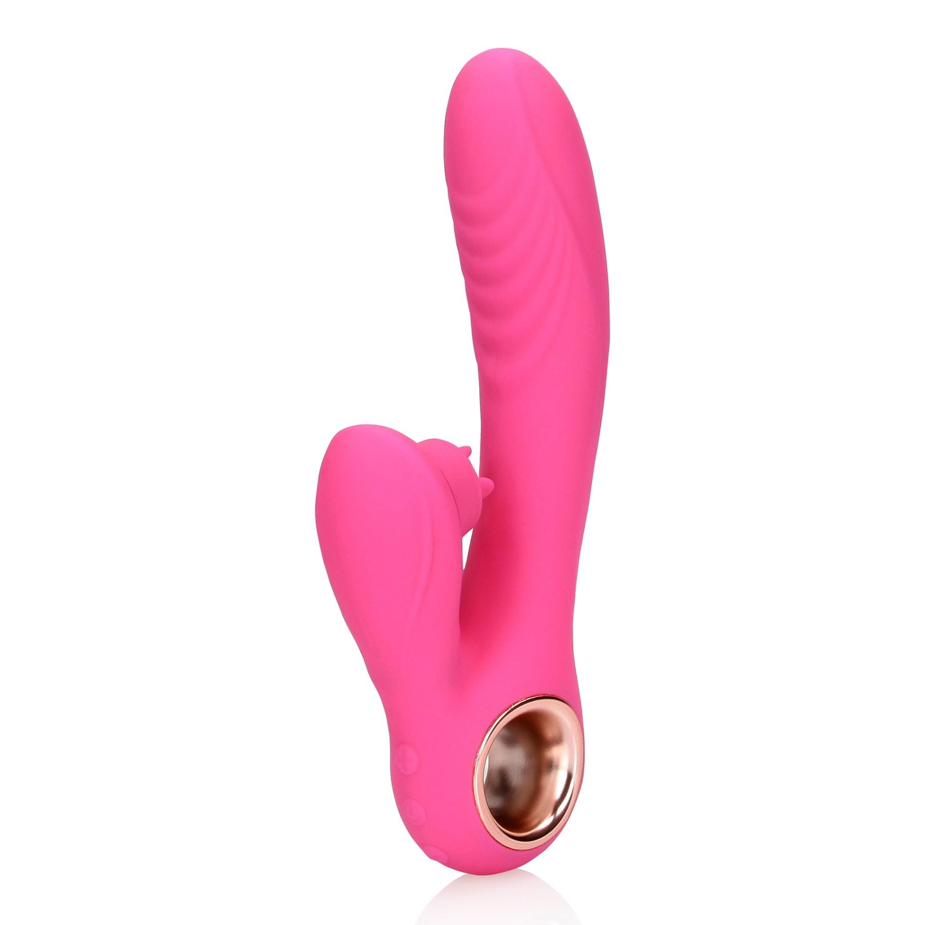 Вибратор-кролик Loveline Tongue Flickering and Heating, 21,5 см (розовый)