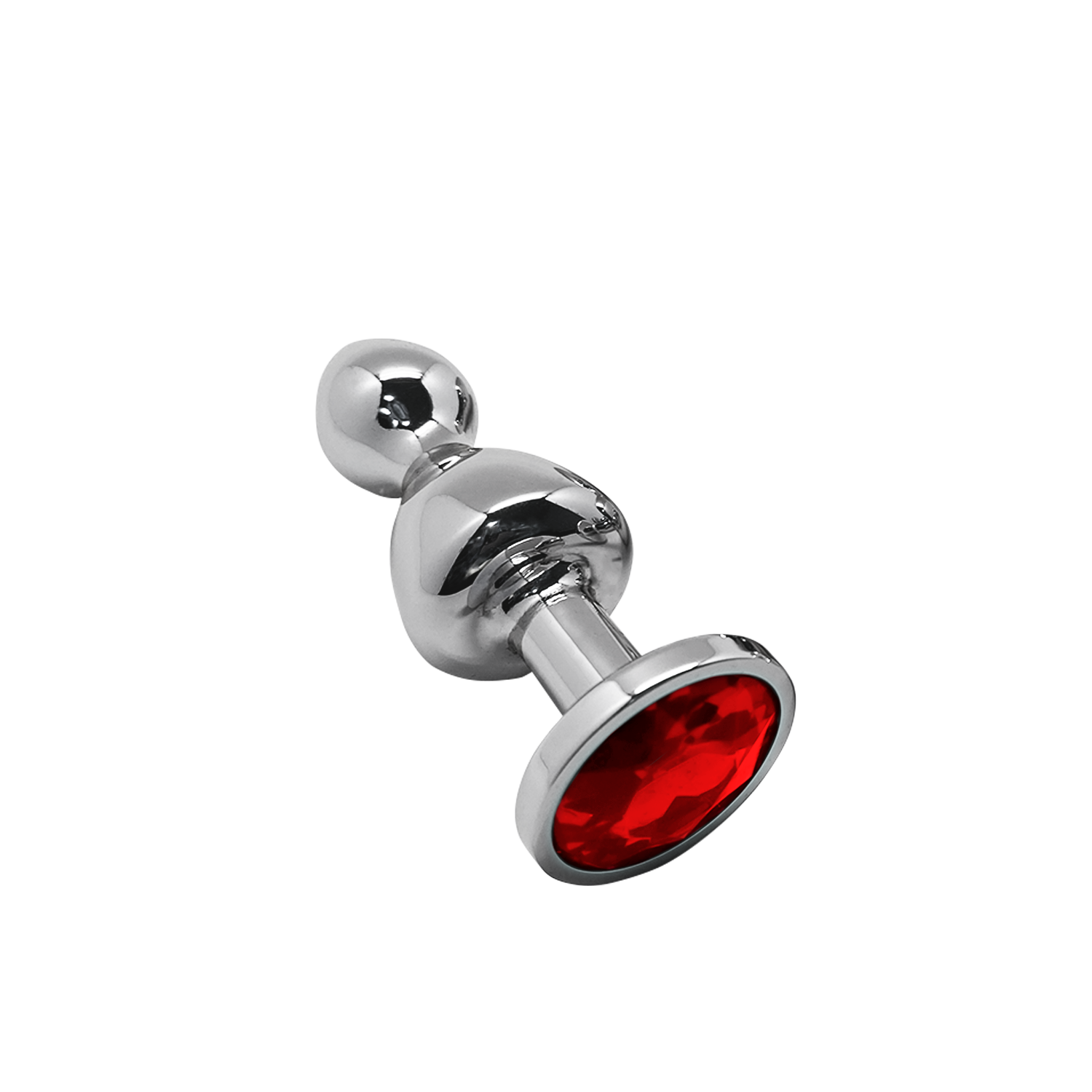 Анальна пробка з кристалом Wooomy Lollypop Double Ball Metal L, 10.5 см (червоний)