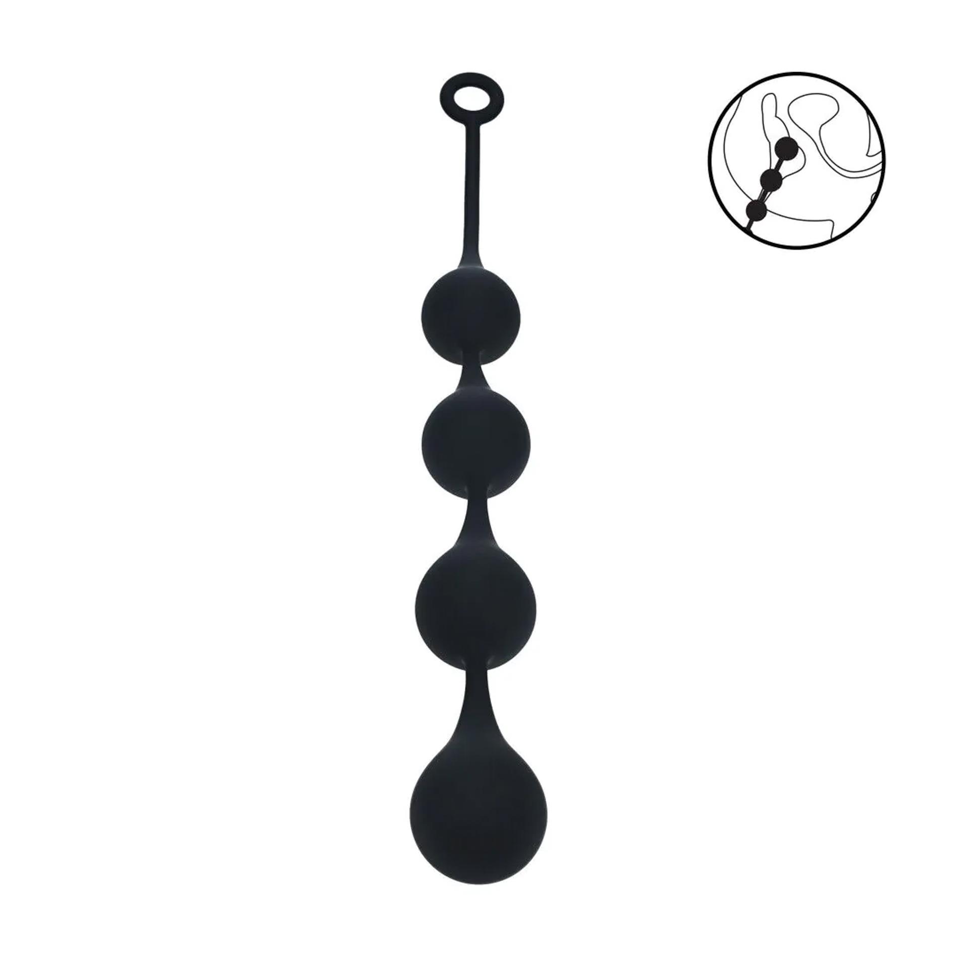 Анальные шарики Levelz by Shots Waterdrop Silicone Anal Balls XL, 49 см (черный)