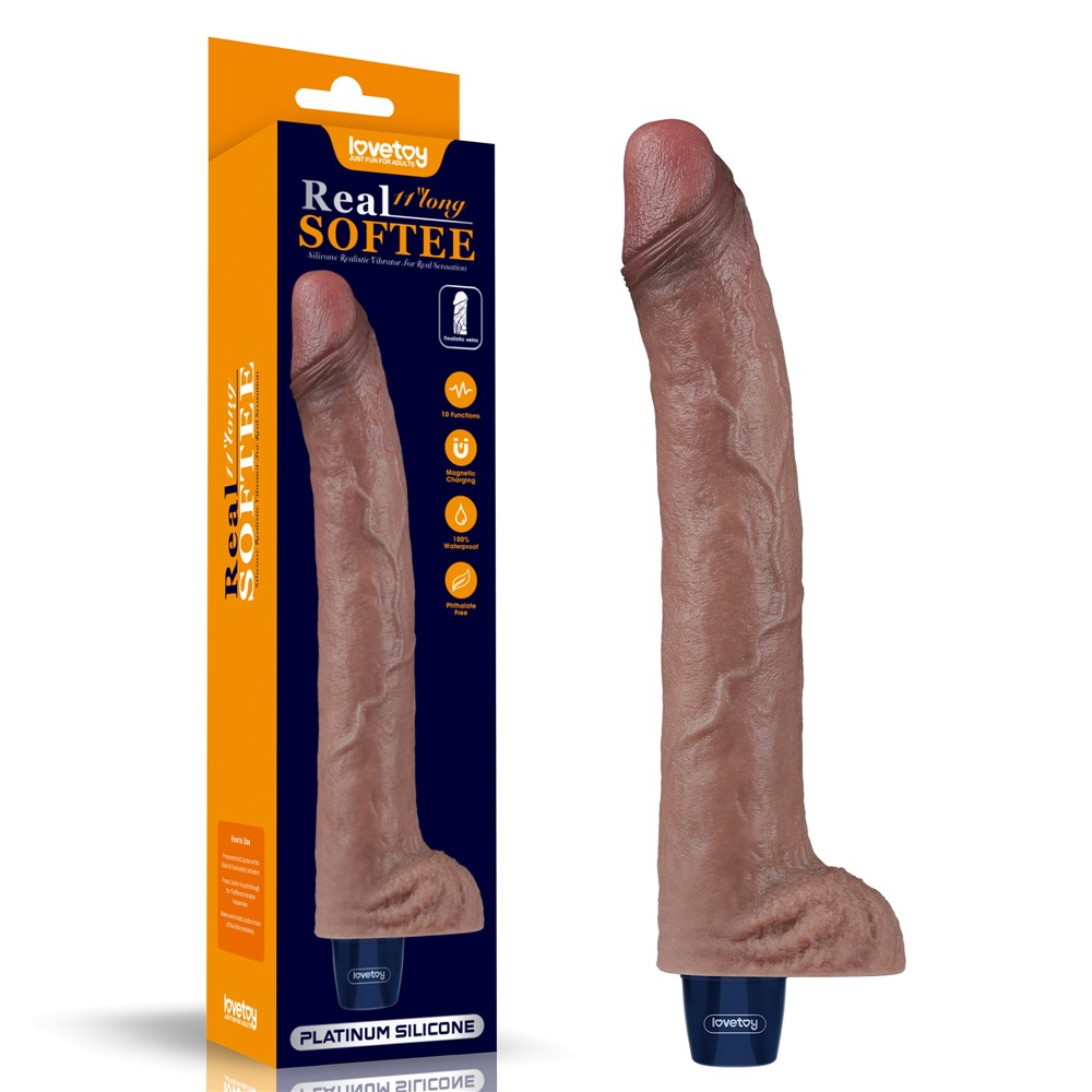 Реалистичный вибратор LoveToy Real Softee, 27 см (коричневый)