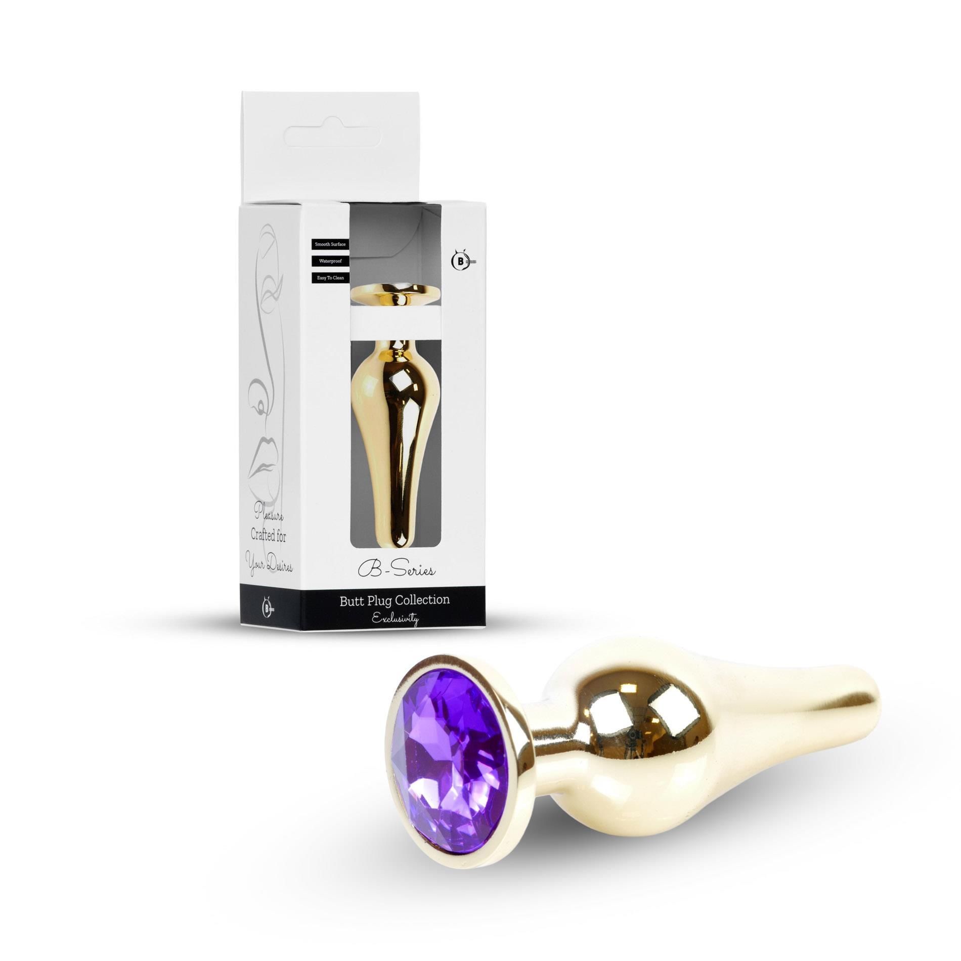 Korek analny B - seria HeavyFun Gold, 9.5 cm (fioletowy)