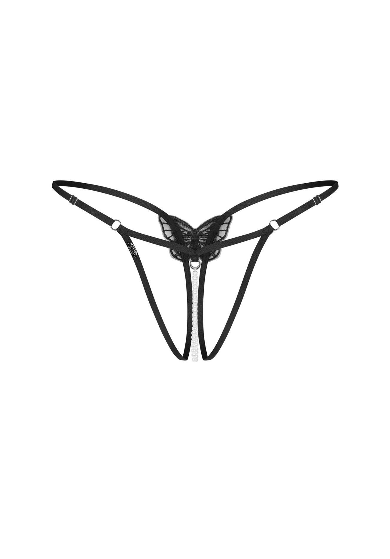 Стринги Obsessive Isseme otwarte, S/M (черный)