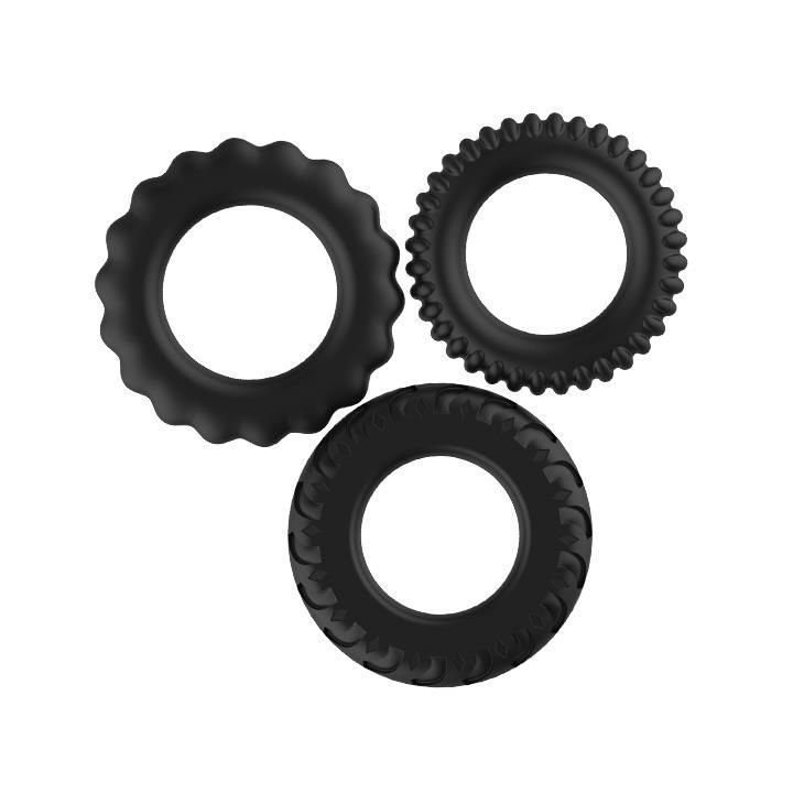 Эрекционные кольца Titan Cock Ring Set, 3 шт (черный)