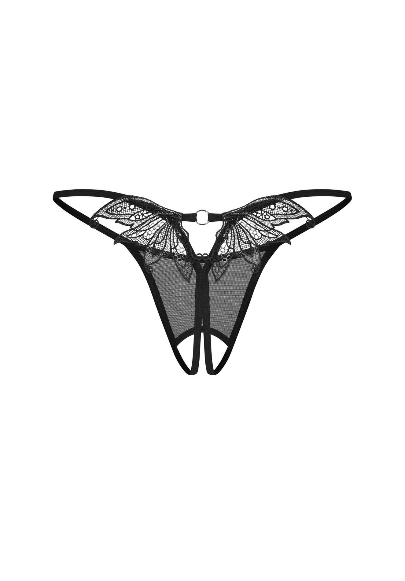 Стринги Obsessive Zaliya otwarte, S/M (черный)