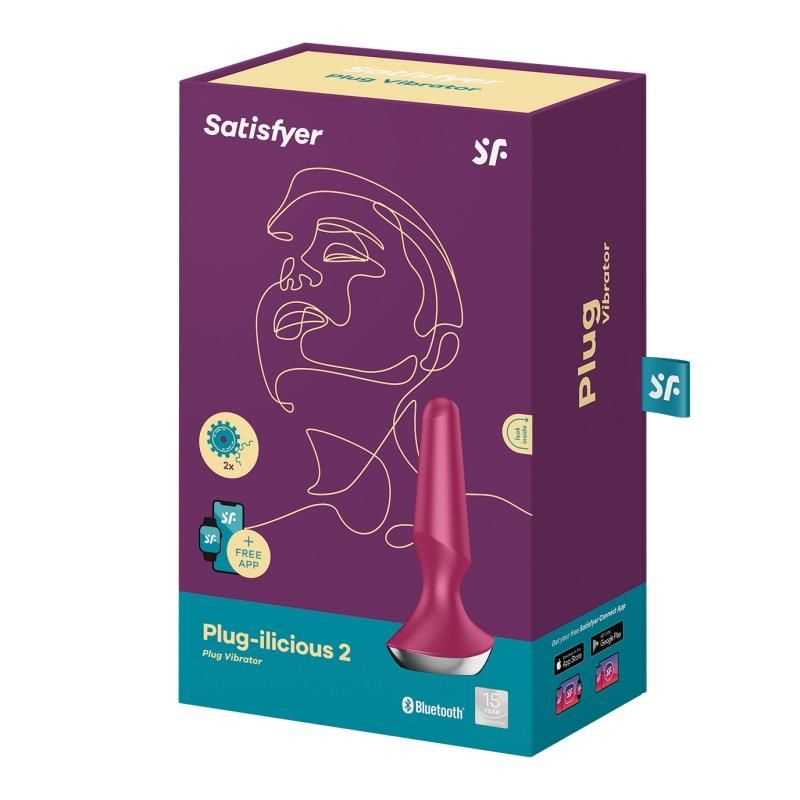 Анальна пробка, Satisfyer Plug-ilicious 2, 14 см (малиновий)