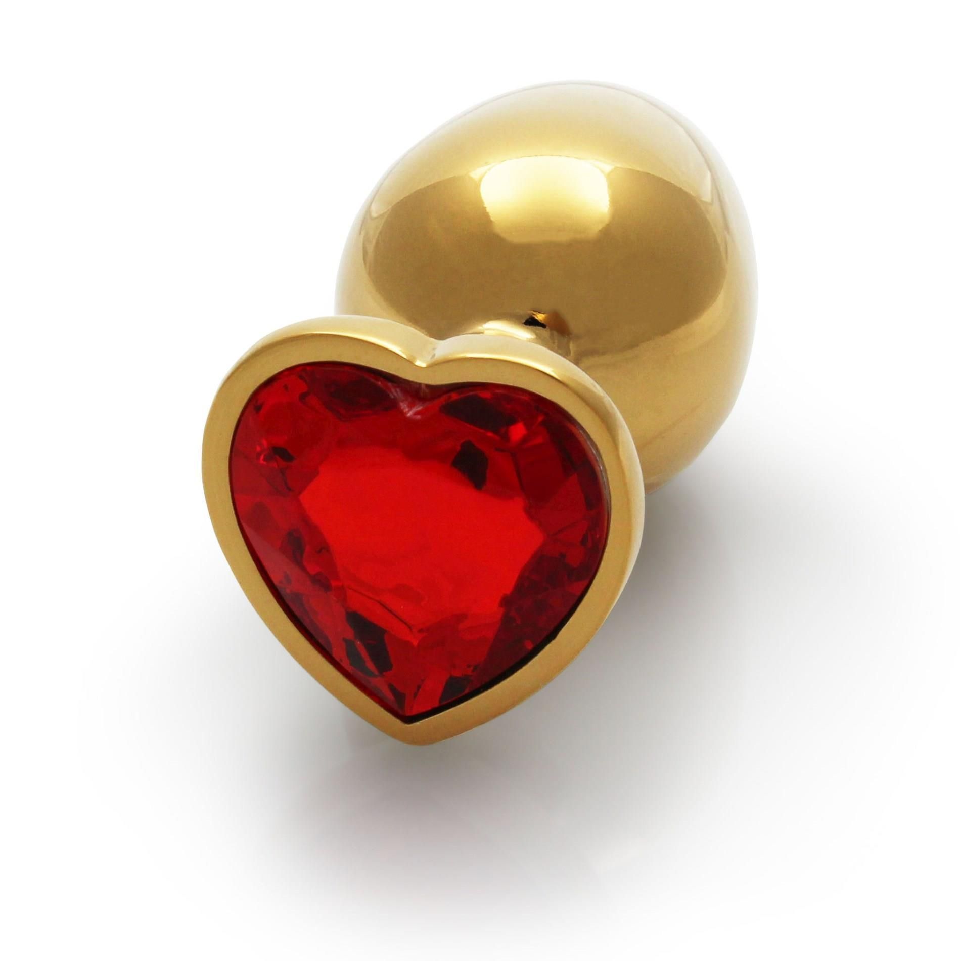 Анальная пробка Ouch! Heart Gem Butt Plug  L, 8.1 см (золотистый)