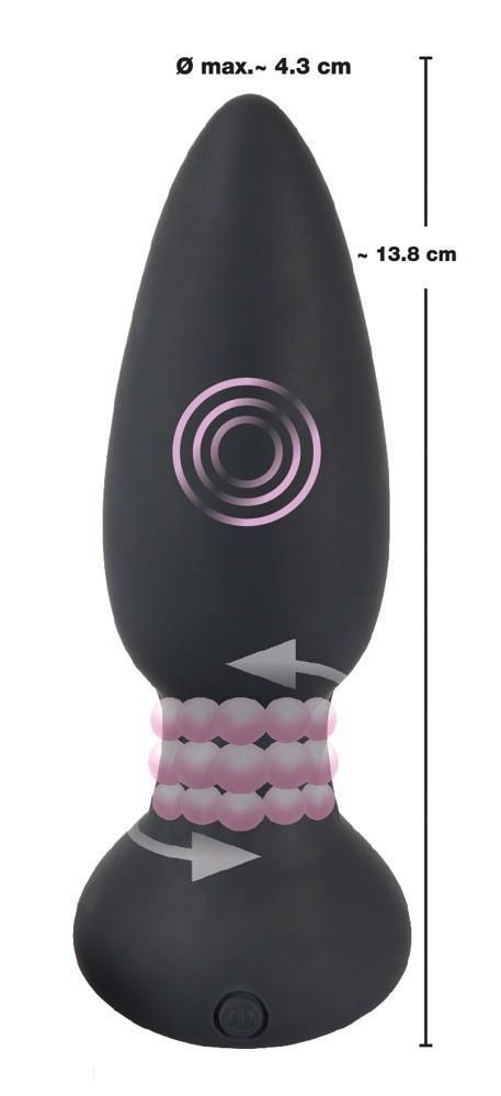 Korek analny Black Velvets Rotating & Vibrating Plug, 14 cm (czarny)