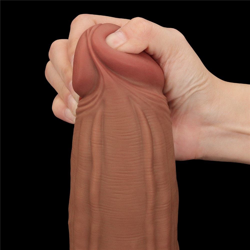 Dildo LoveToy Sliding-Skin Dual Layer Dong King Sized, 31 cm (brązowy)