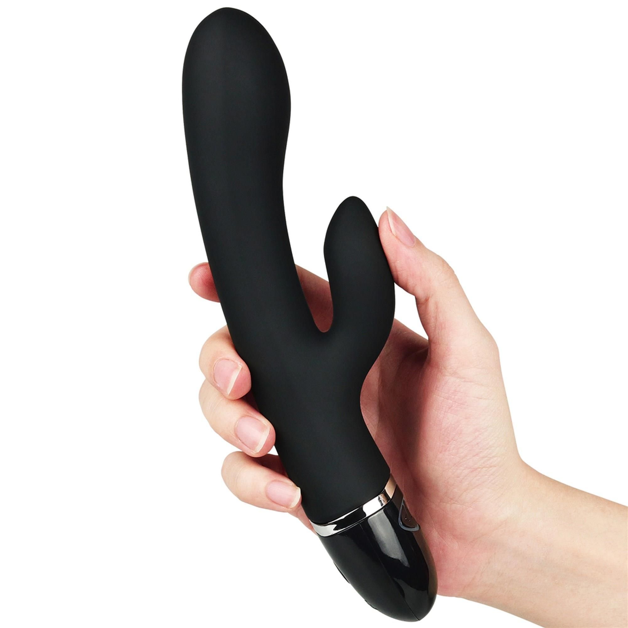Wibrator królik LoveToy O-Sensual Clit Duo Climax, 21 cm (czarny)