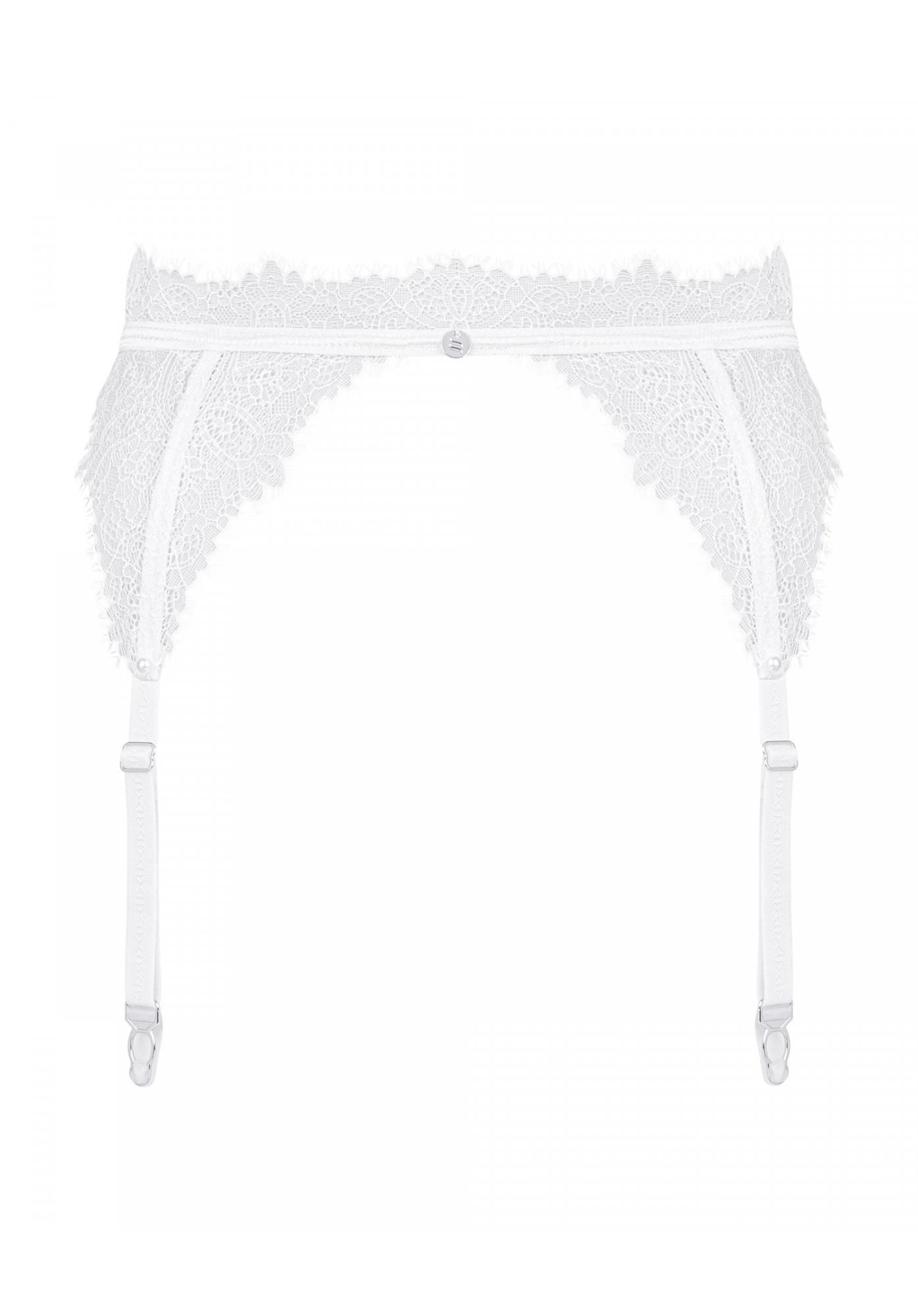 Pas do pończoch Obsessive Bianelle, L/XL (biały)