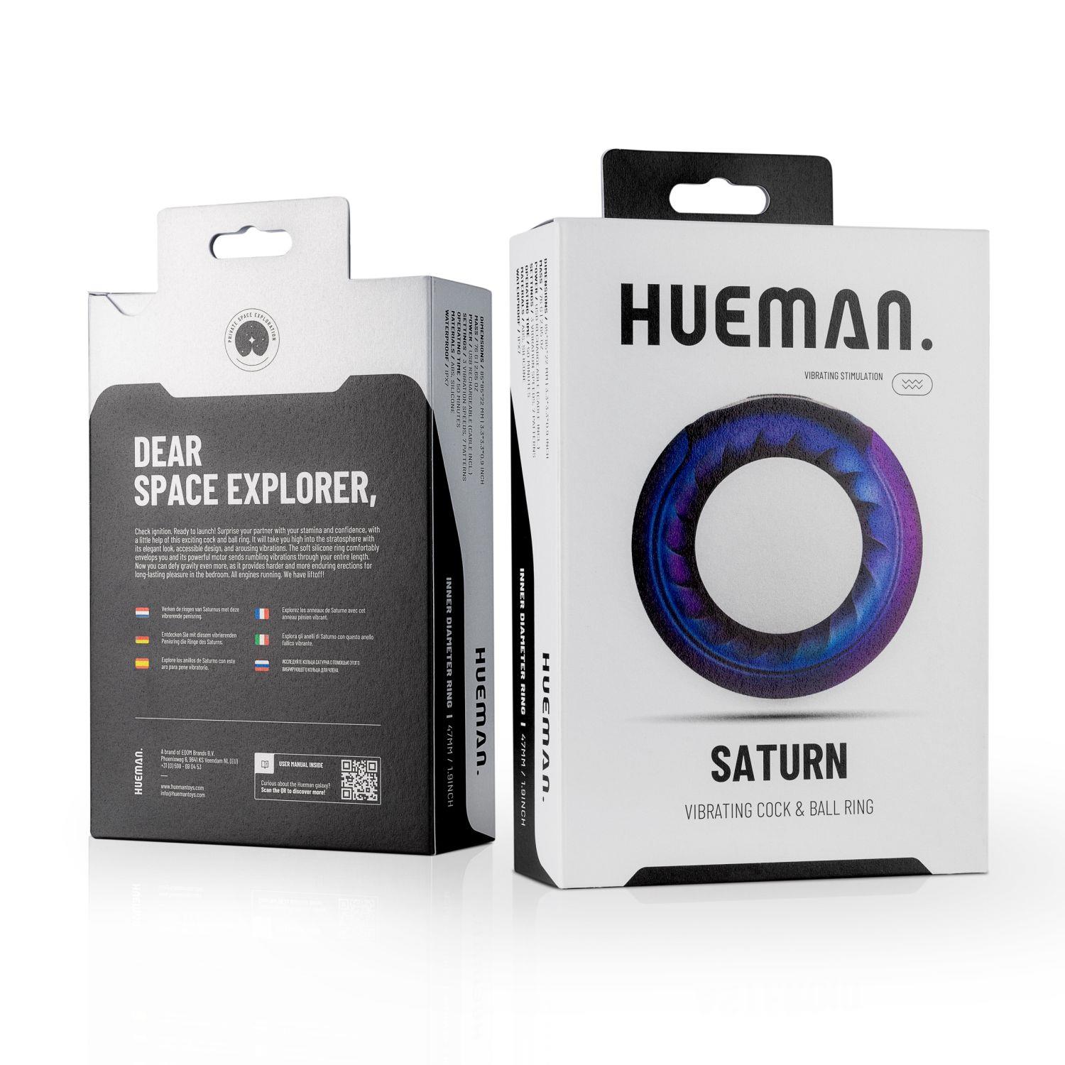 Эрекционное кольцо Hueman Saturn Vibrating Cock And Ball Ring, 8,5 см (фиолетовый)