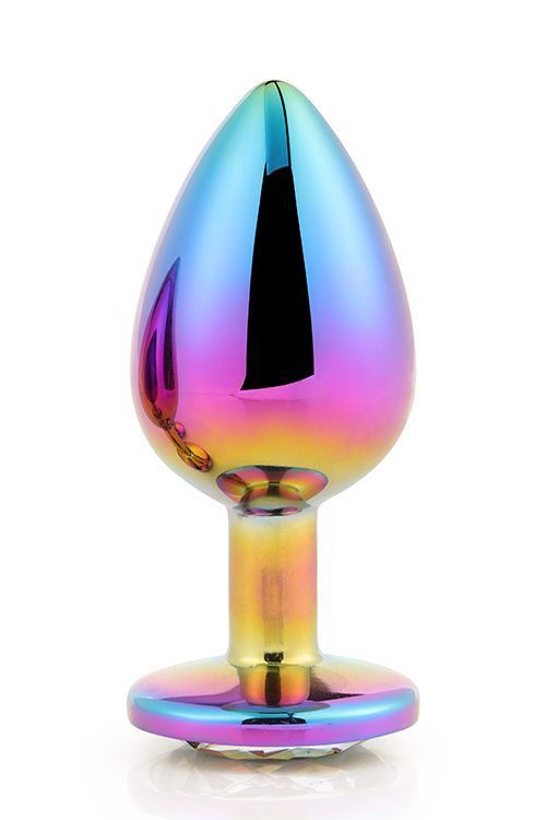 Анальна пробка з кристалом Gleaming Love Multicolour Plug, 9,5 см (райдужний)