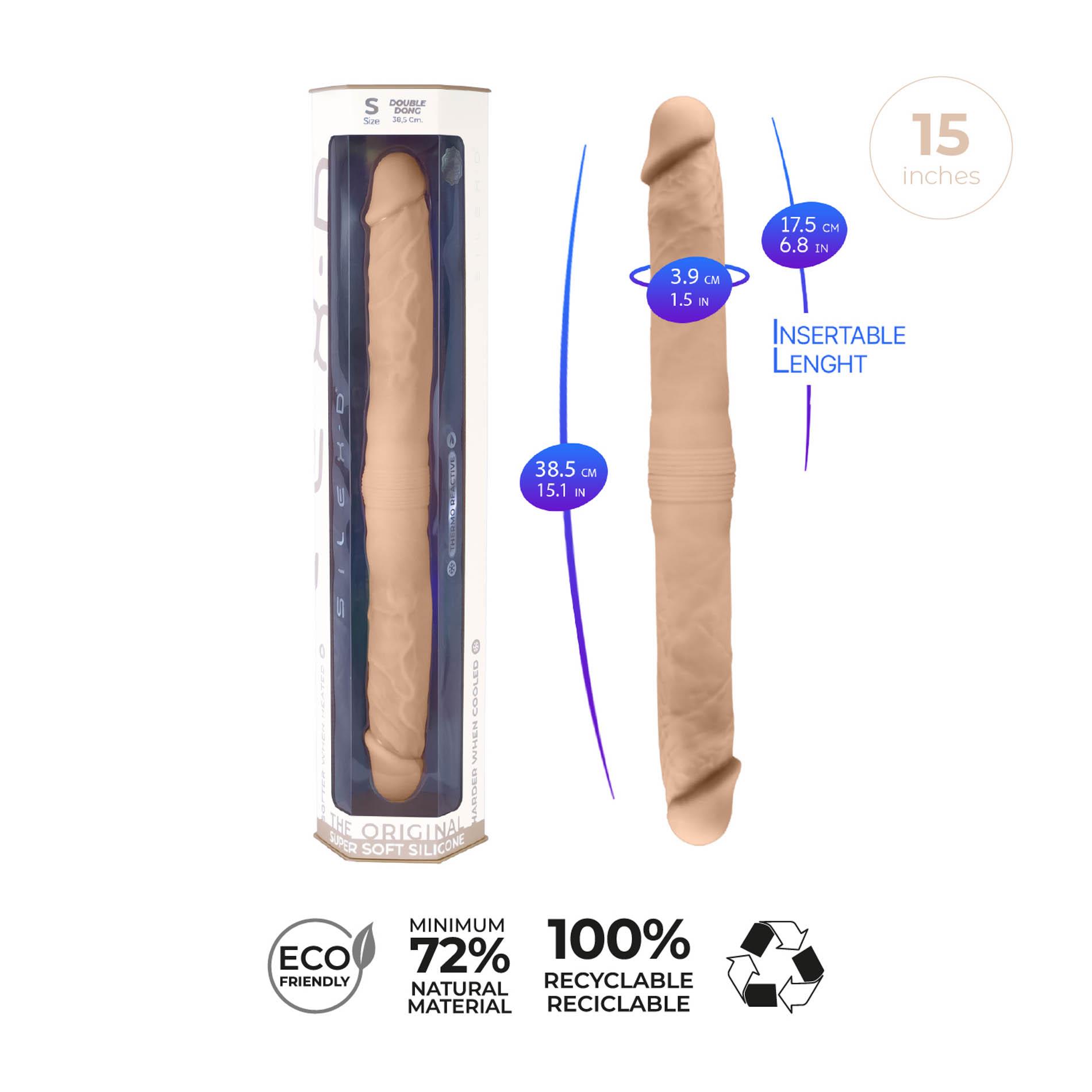 Silexd Double Dong S Flesh - Dildo podwójne, W kolorze cielistym, 38.5 cm