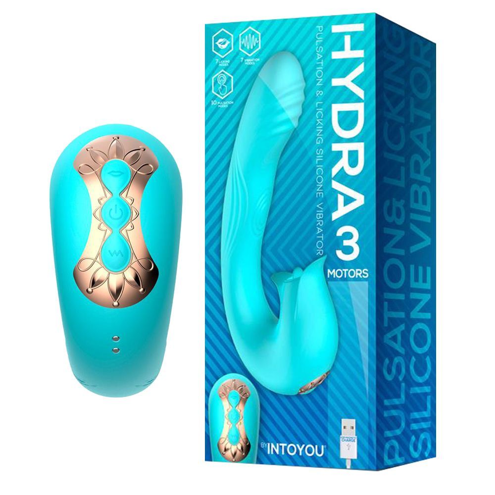 INTOYOU Hydra - Wibrator królik, Niebieski, 16.8 cm