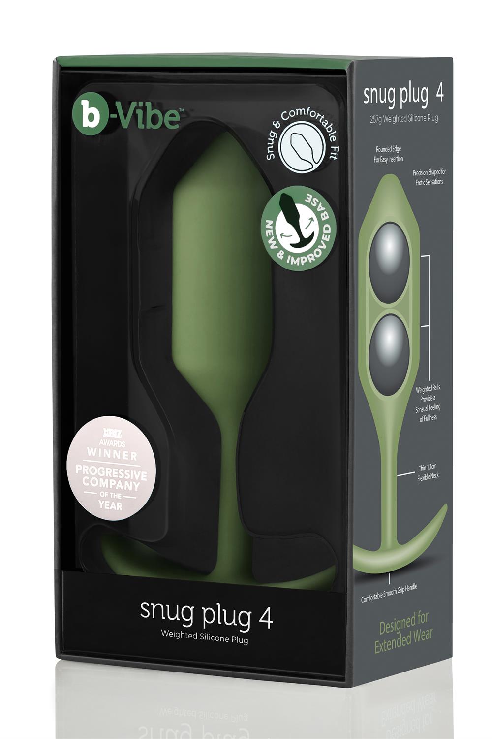 Korek analny B-Vibe Snug Plug 4, 14 cm (zielony)