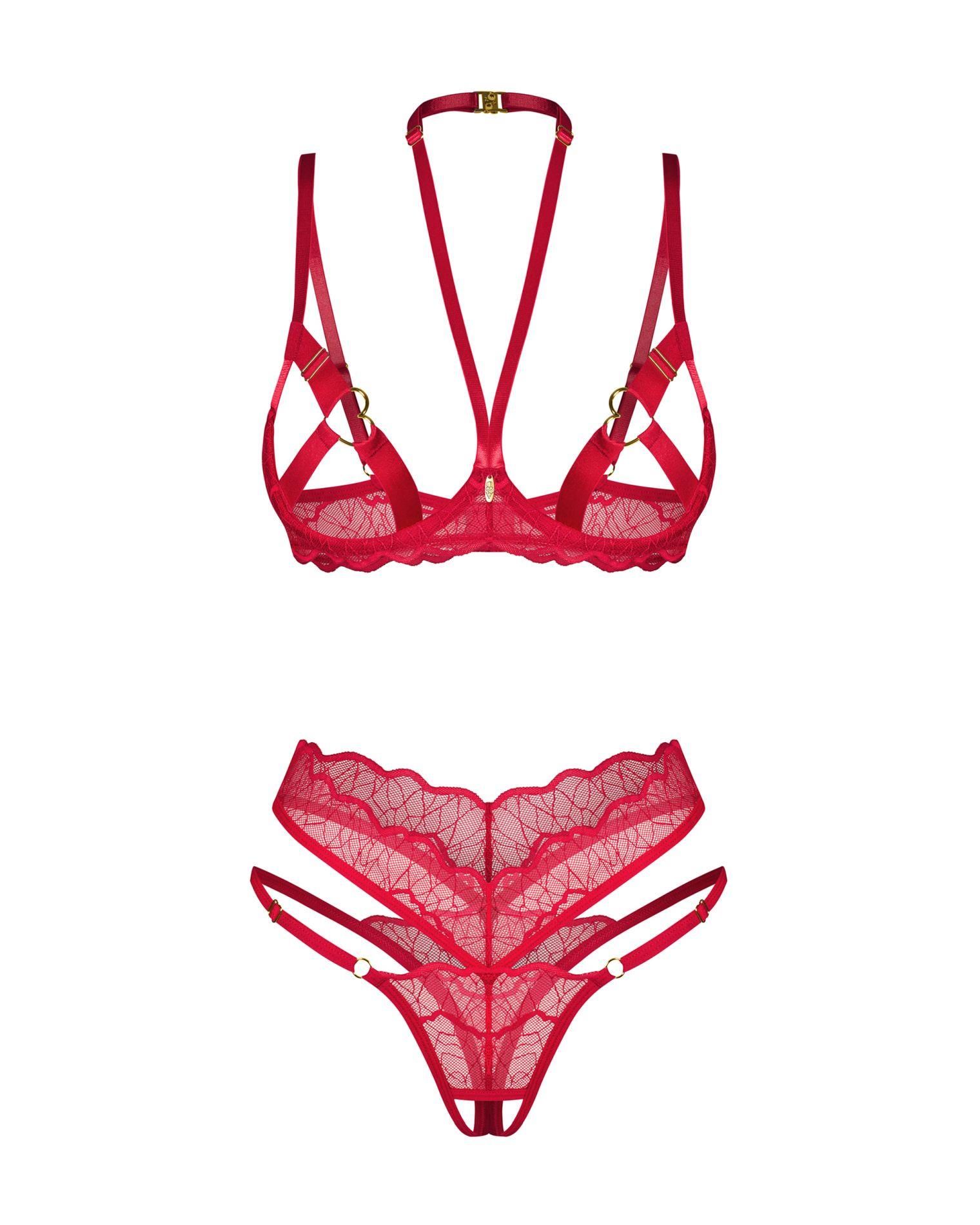 Комплект белья Obsessive Cupide Desir otwarty, S/M (красный)