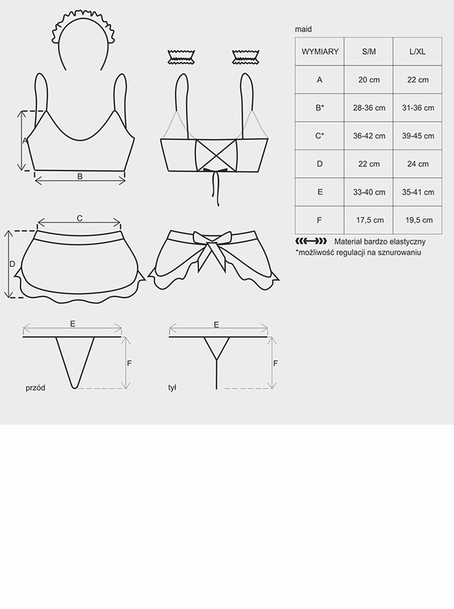 Сексуальный костюм Obsessive Maid, S/M (черный)