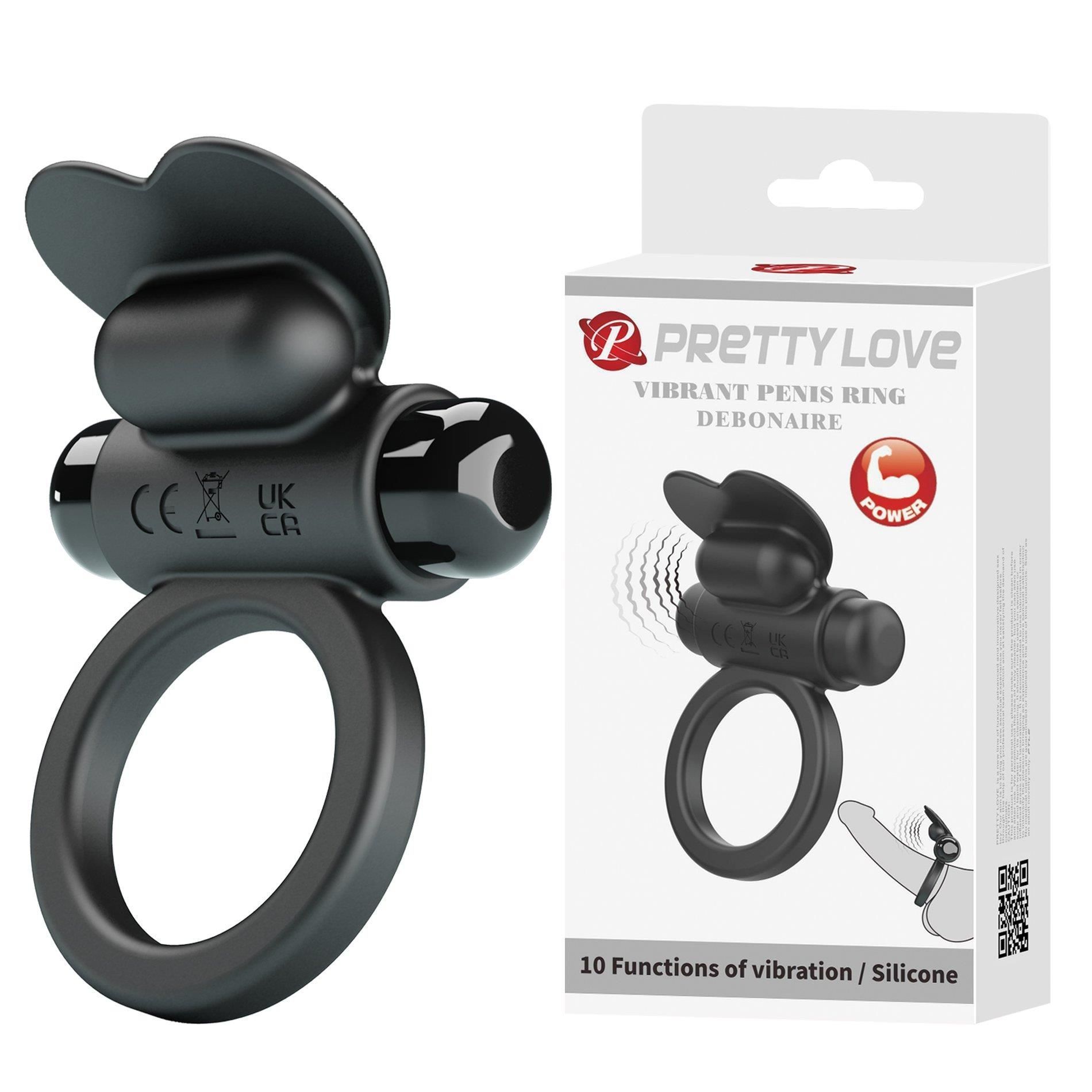 Виброкольцо Pretty Love Vibrant Penis Ring Debonaire, 8,5 см (черный)