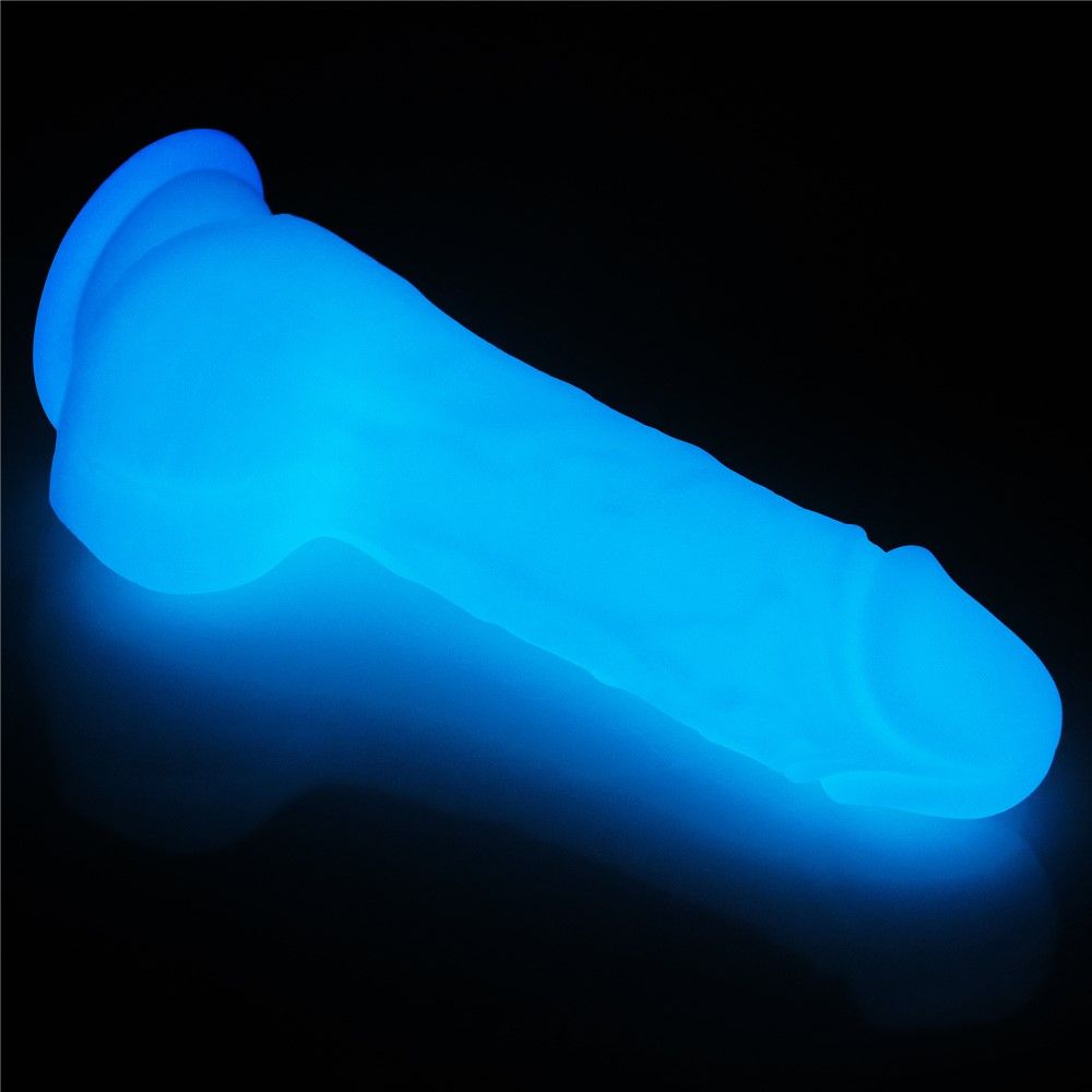 Неоновый фаллоимитатор LoveToy Lumino Play, 19,3 см (синий)