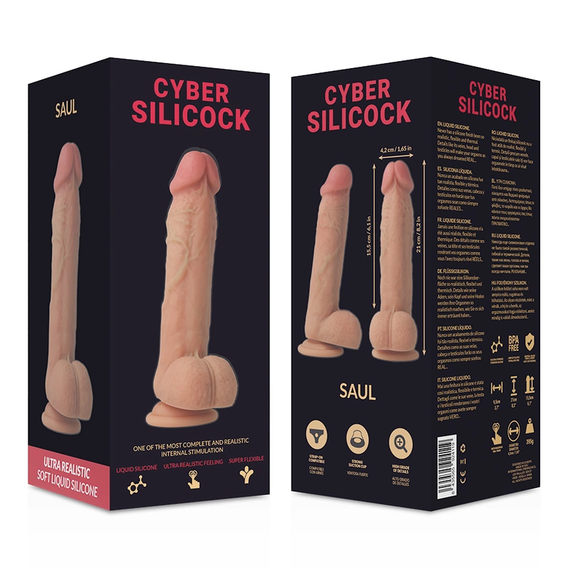Фаллоимитатор Cybersilicock Saul, 21 см (телесный)