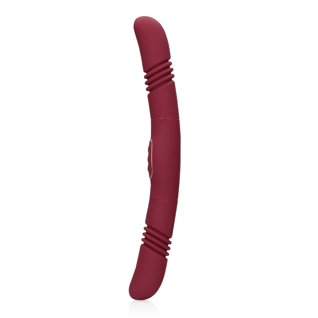 Вибратор Loveline Double-Sided Thrusting, 33 см (бордовый)