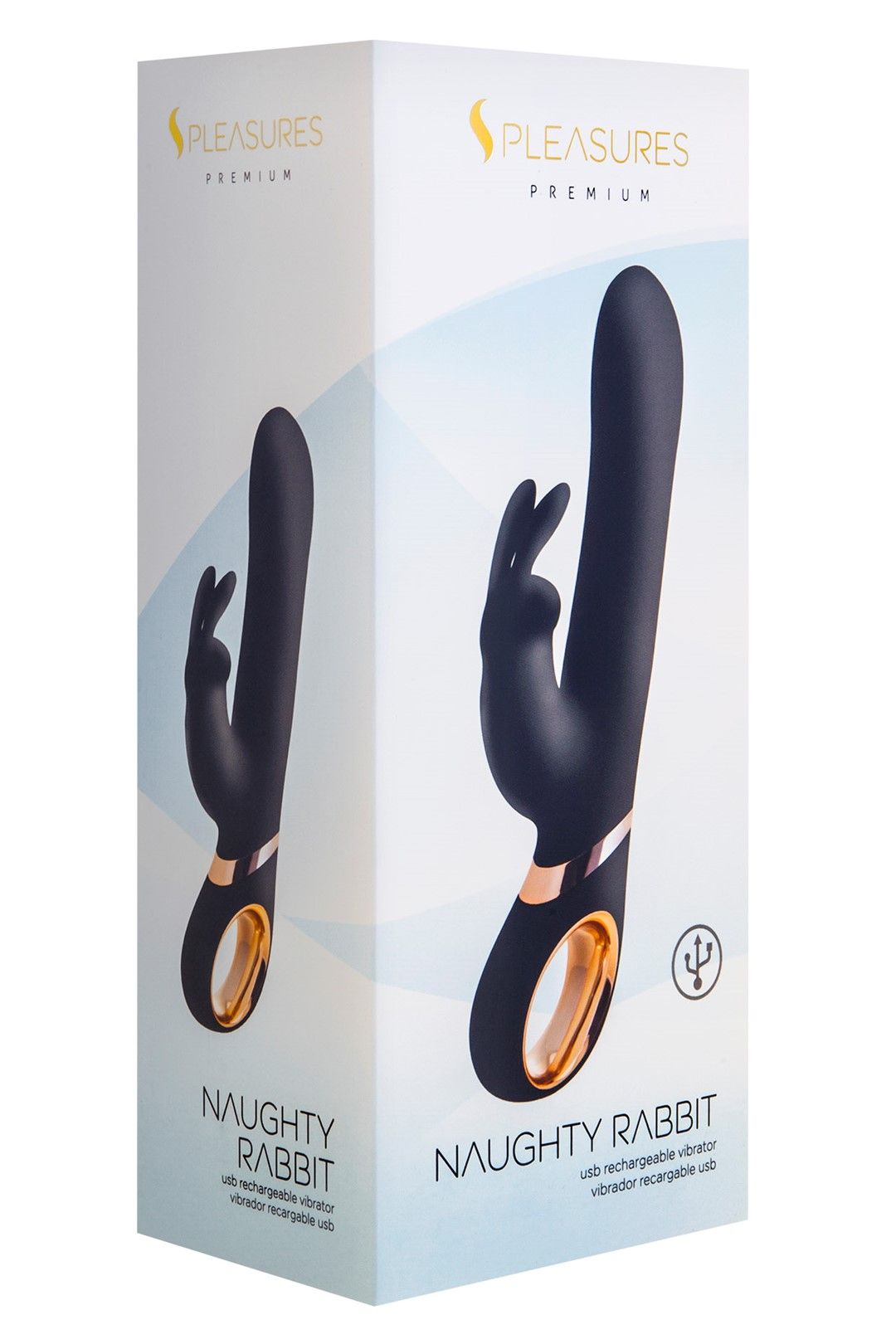 Вибратор-кролик S Pleasures Premium Naughty, 22,7 см (черный)