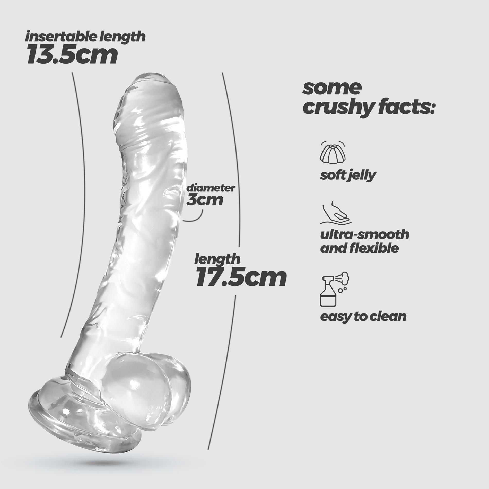 Dildo Crushious Hudini Jelly, 17.5 cm (przezroczysty)
