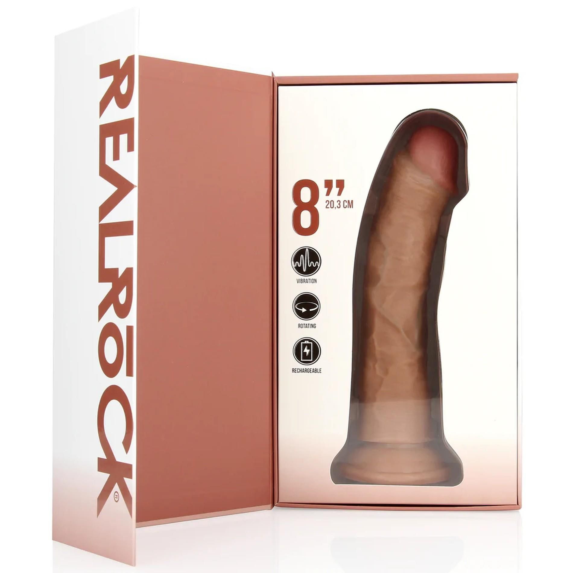 Вибратор RealRock Rotating Regular Curved Cock 8", 20.5 см (коричневый)