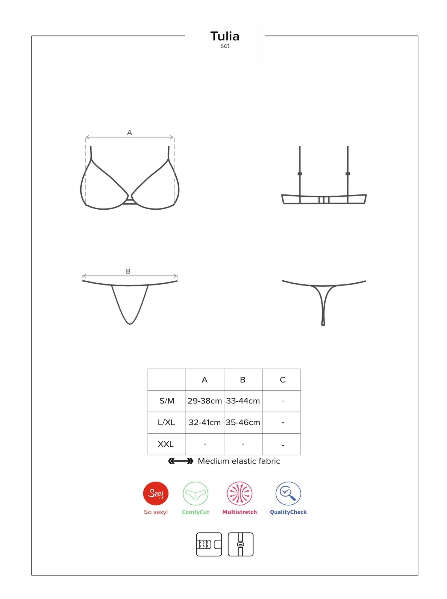 Комплект белья Obsessive Tulia, L/XL (черный)