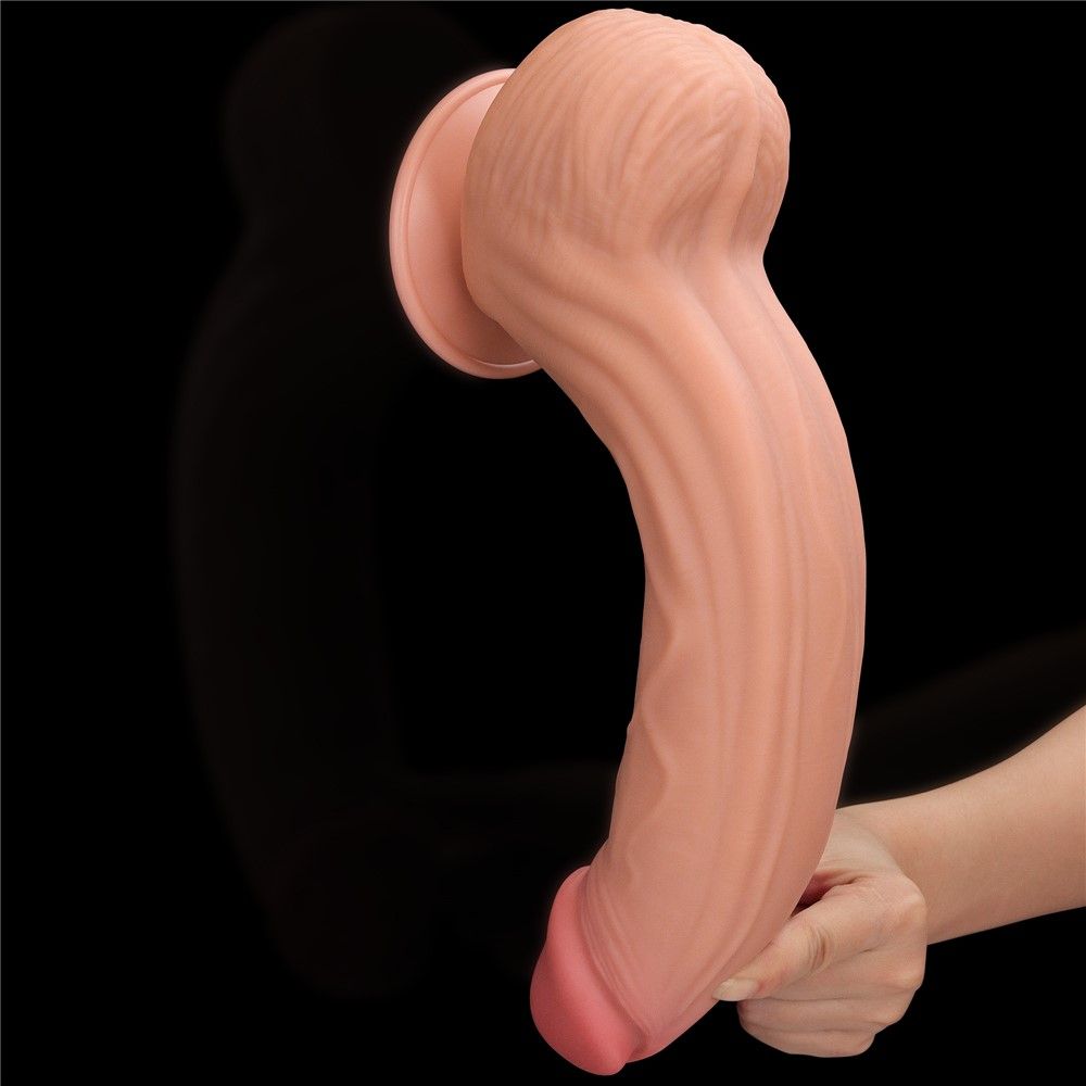 Фалоімітатор LoveToy Sliding-Skin Dual Layer Dong King Sized, 31 см (тілесний)