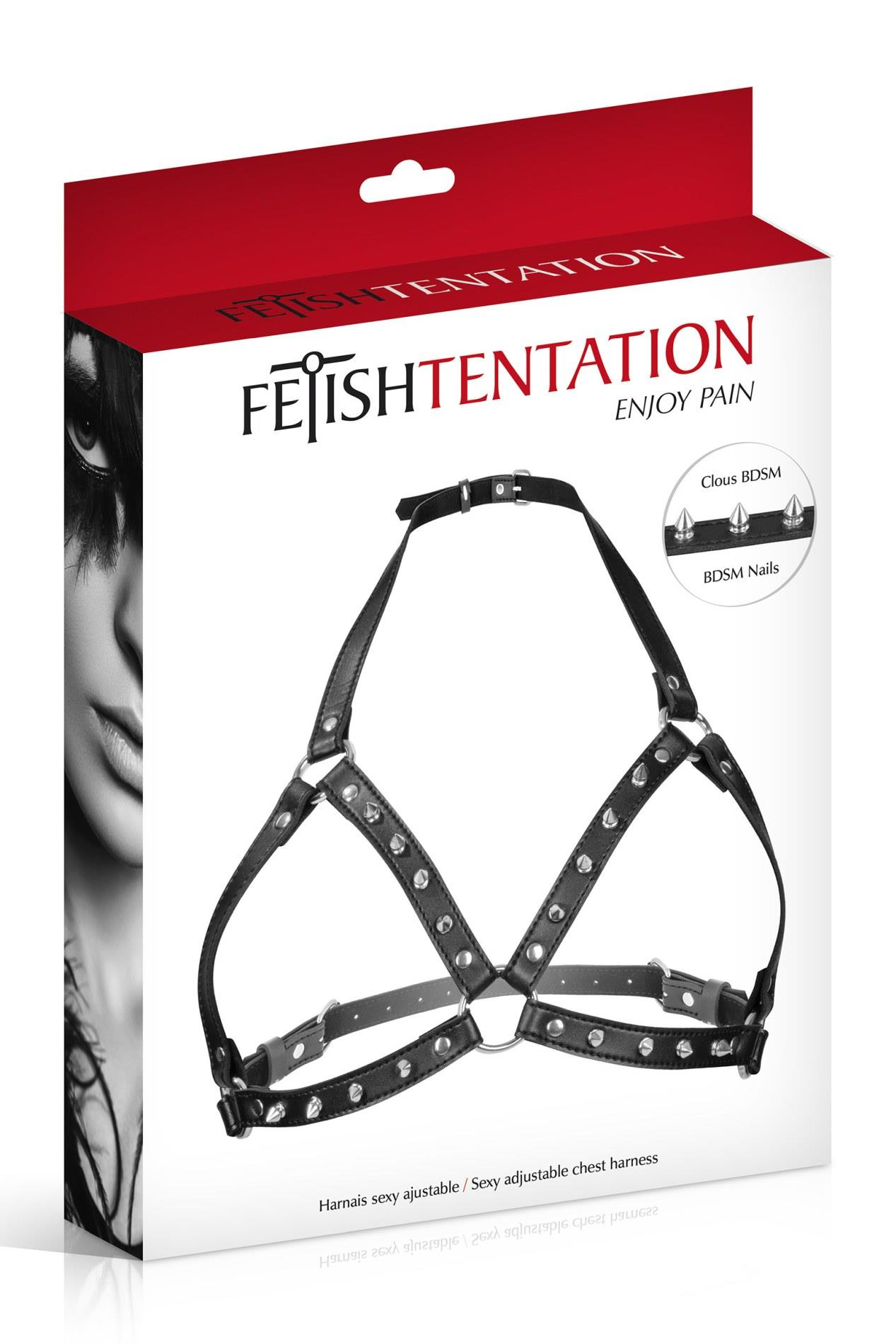 Портупея с шипами Fetish Tentation Sexy Adjustable Chest Harness (черный)