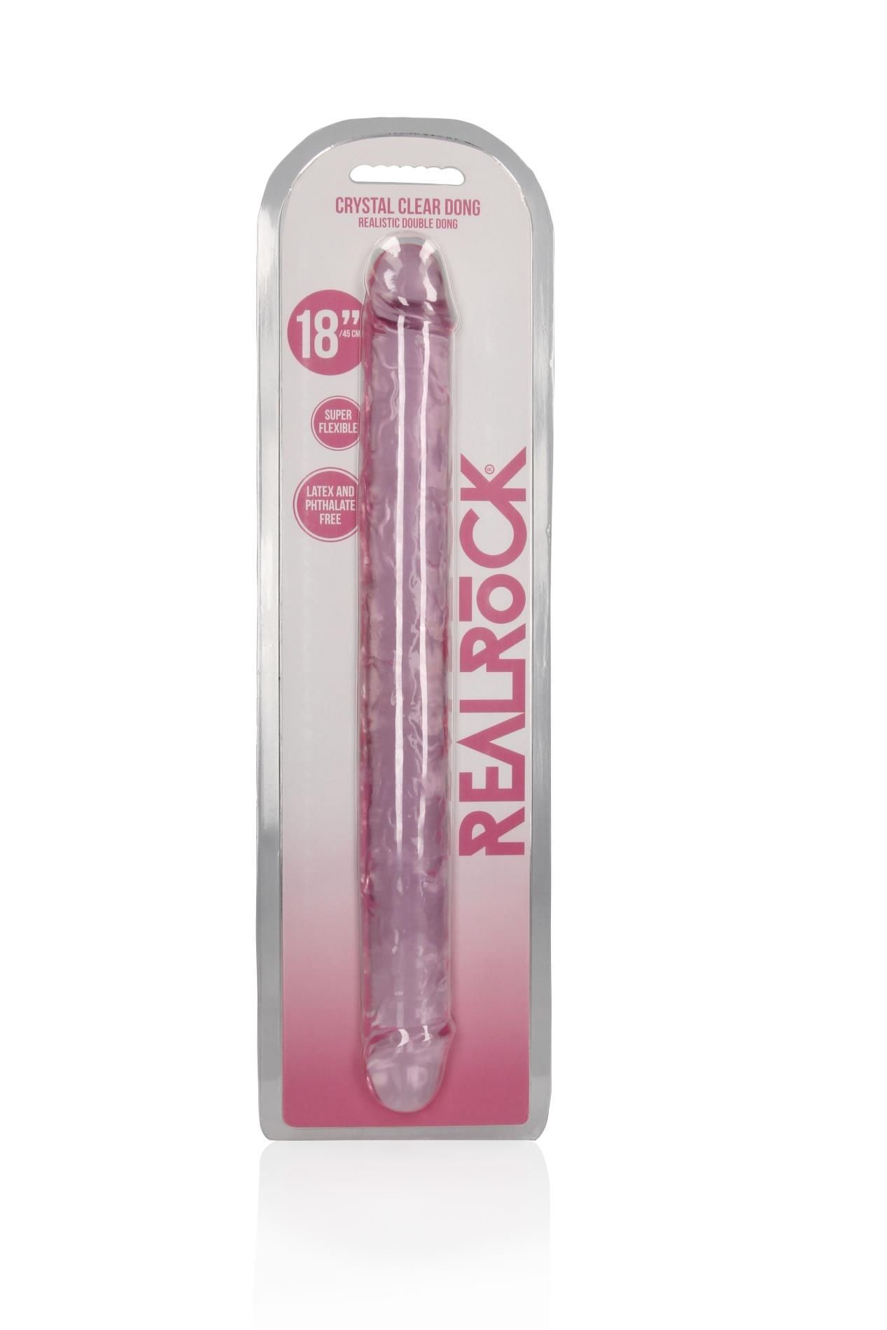 Двухсторонний фаллоимитатор RealRock Crystal Clear Double Dildo 18'', 45 см (розовый)