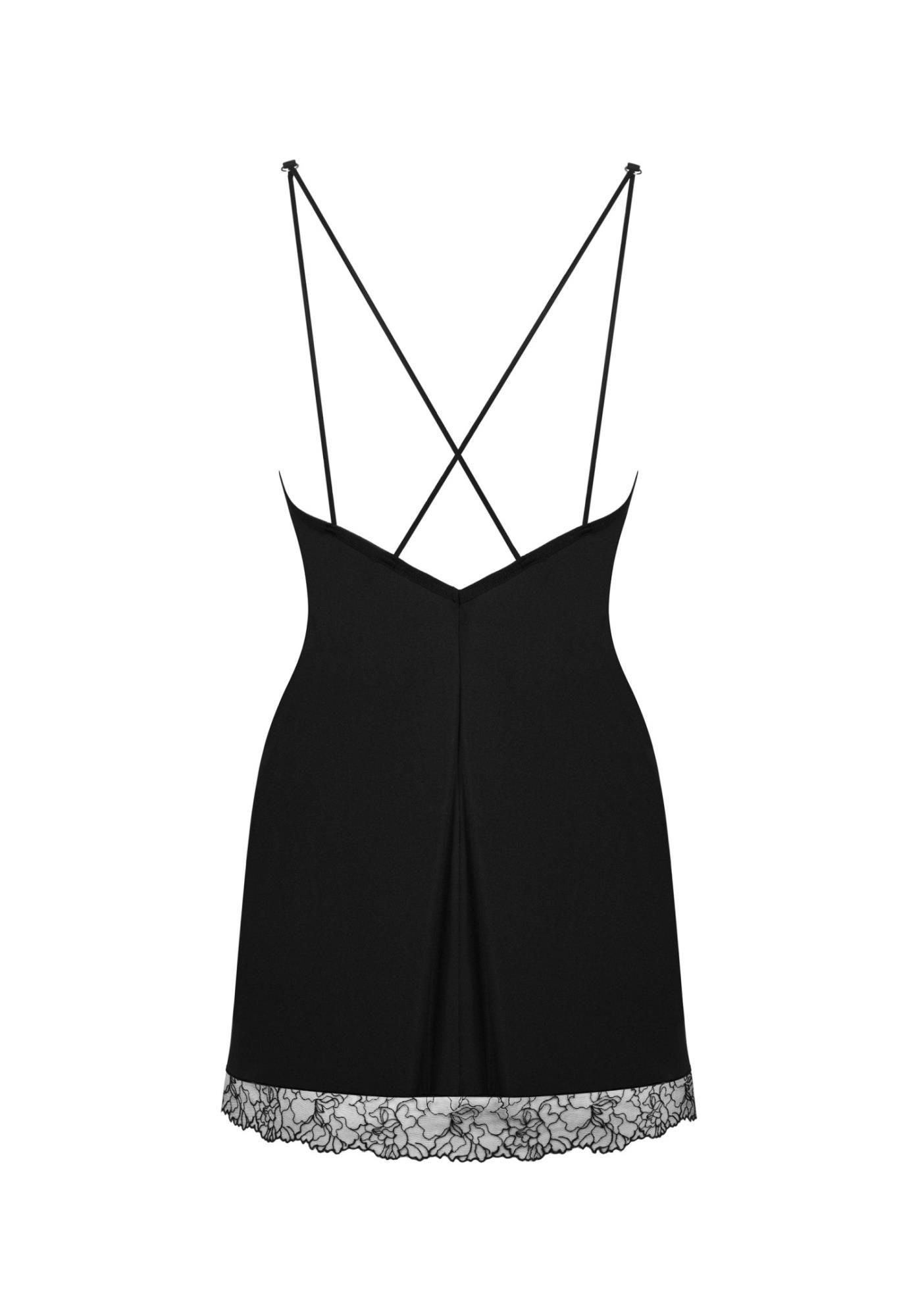 Эротический комплект Obsessive Bella Rou chemise & thong, M/L (черный)