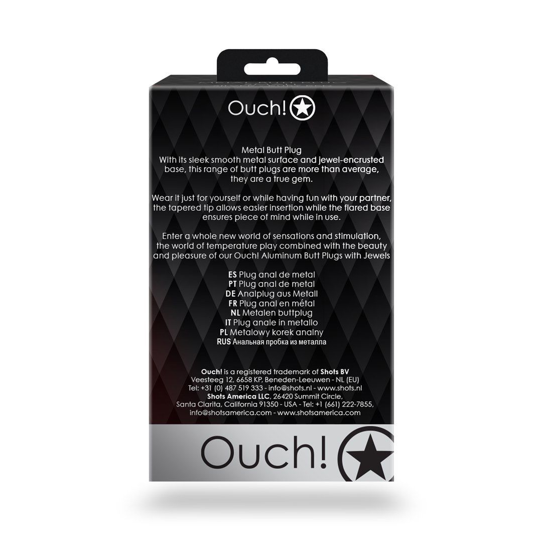 Korek analny Ouch! Heart Gem Butt Plug Large, 9.3 cm (srebrny)