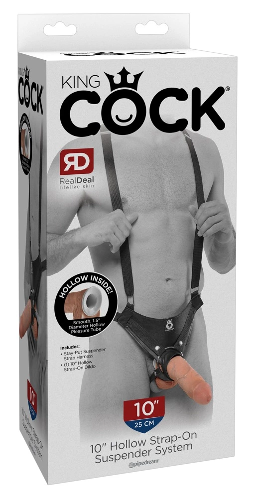 Pipedream King Cock 10 Hollow Strap On Suspender System -, W kolorze cielistym, 25 cm