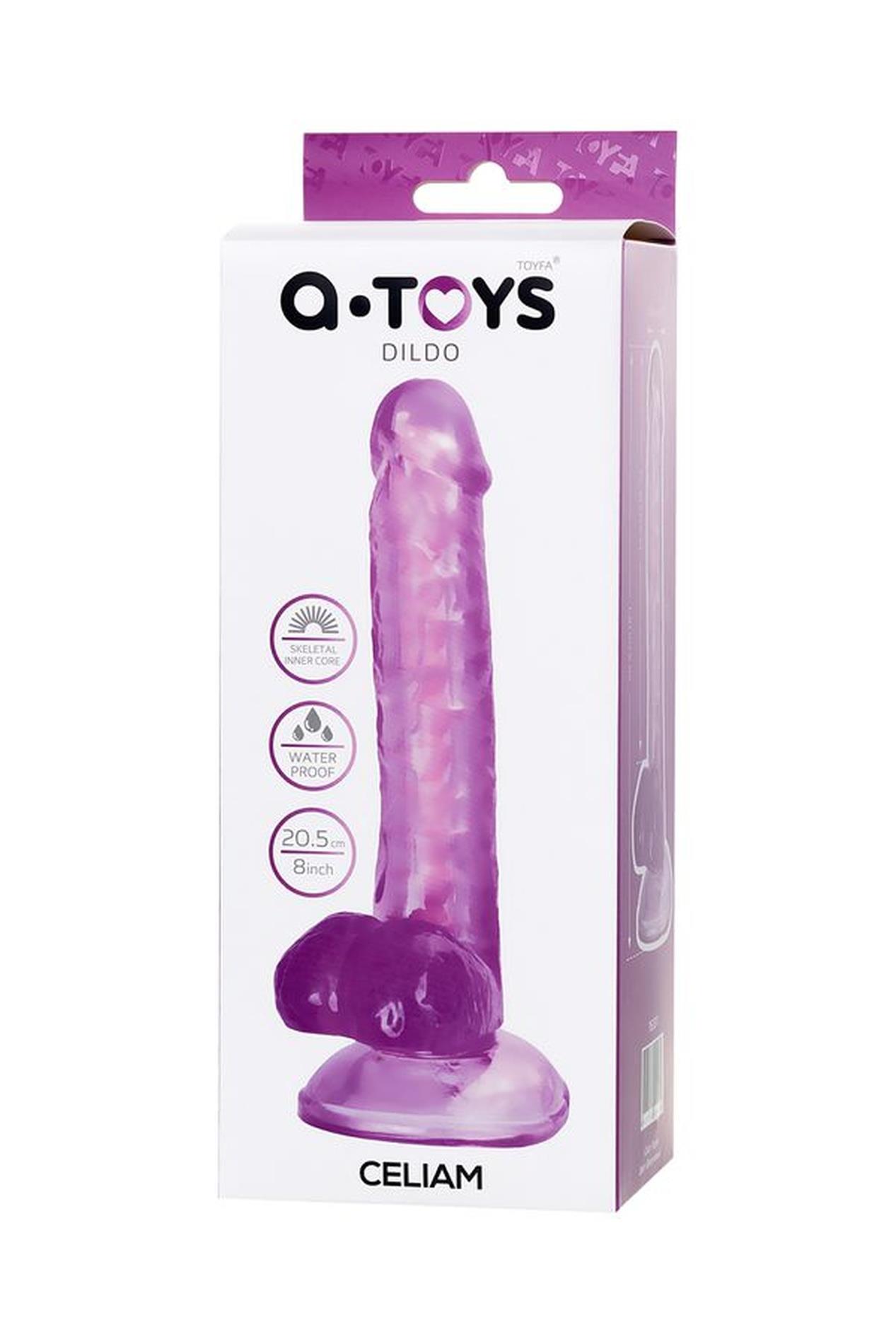 Toyfa Celiam - Dildo, Fioletowy, 20.5 cm