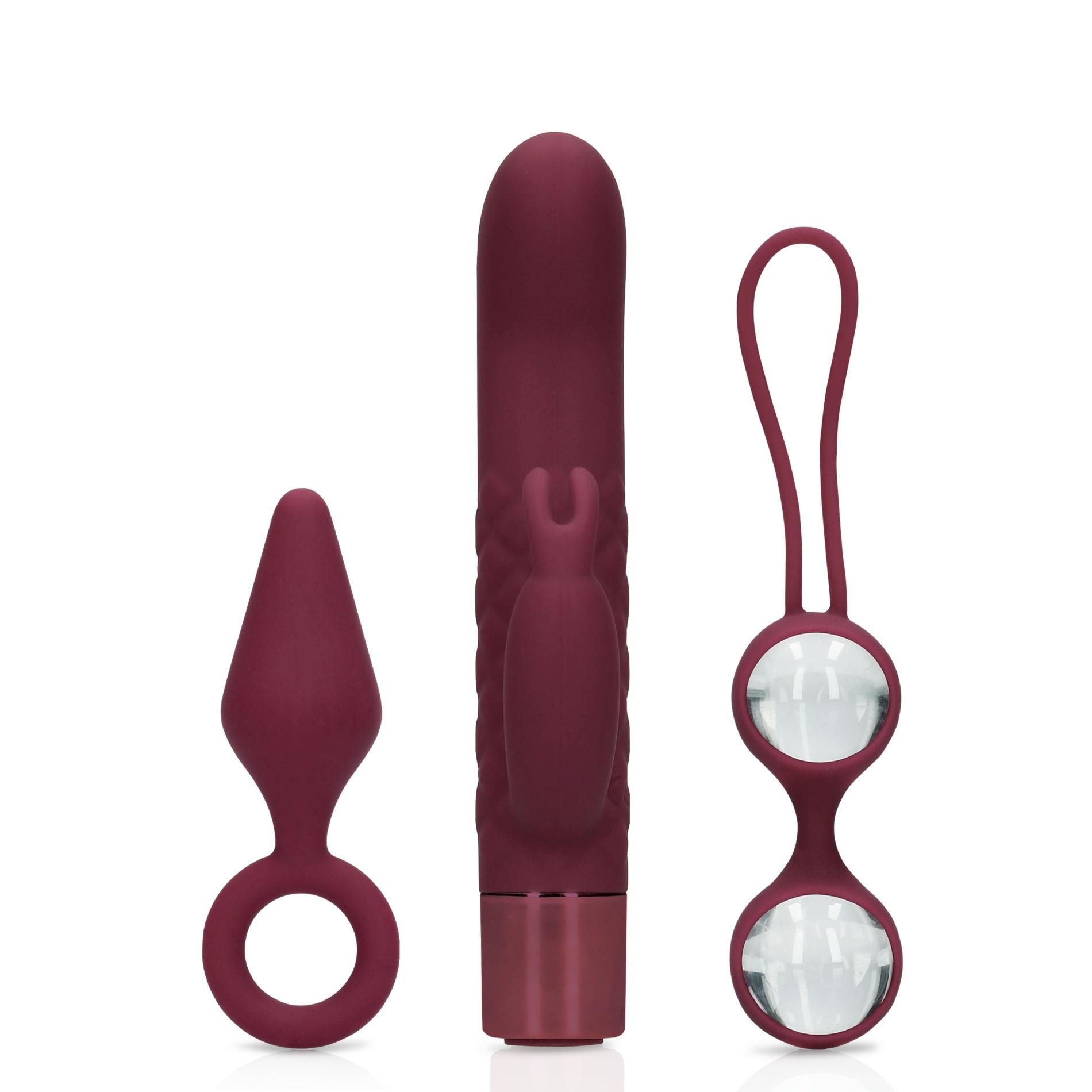 Набір секс-іграшок Loveline (S) explore Toy Kit for Her, 3 шт (бордовий)