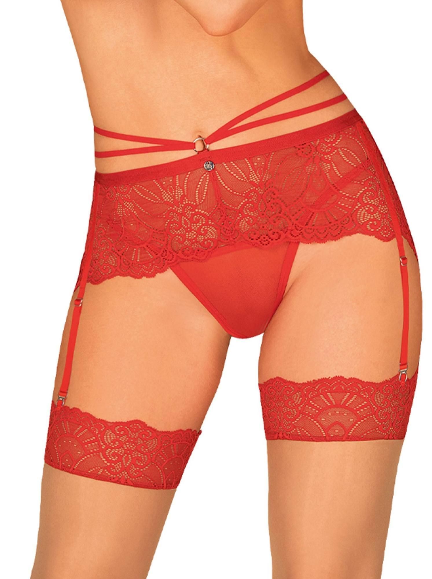 Пояс для чулок Obsessive Loventy, L/XL (красный)