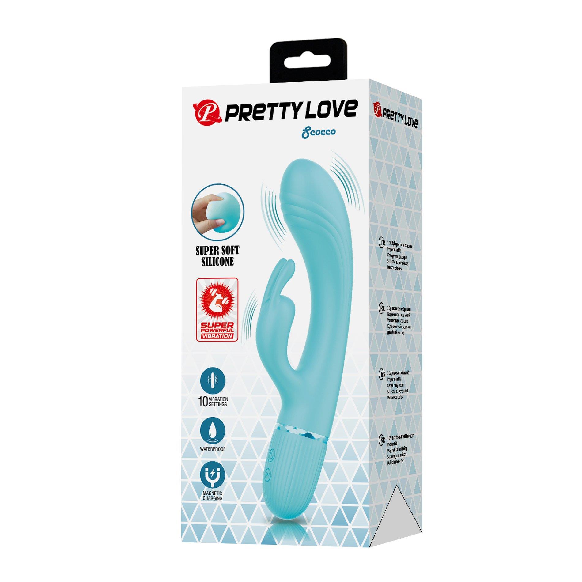Вибратор-кролик Pretty Love Scocco, 20 см (бирюзовый)
