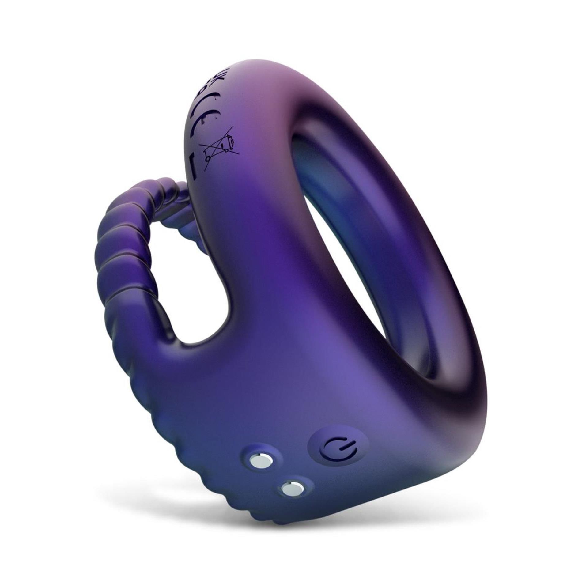 Эрекционное кольцо Hueman Jupiter Vibrating Cock and Ball Ring, 3.2 см (фиолетовый)