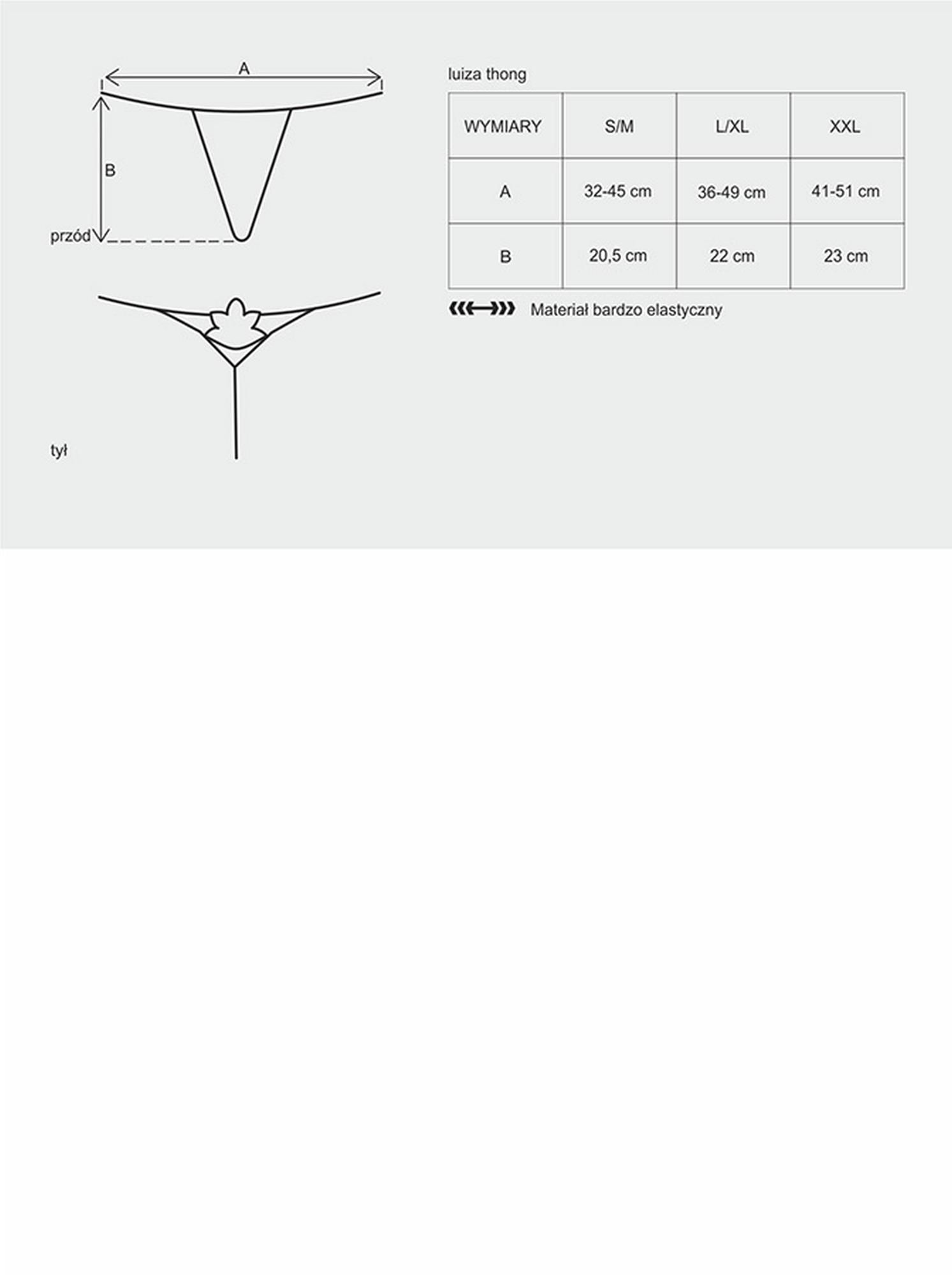 Сексуальные стринги Obsessive Luiza, S/M (чёрный)