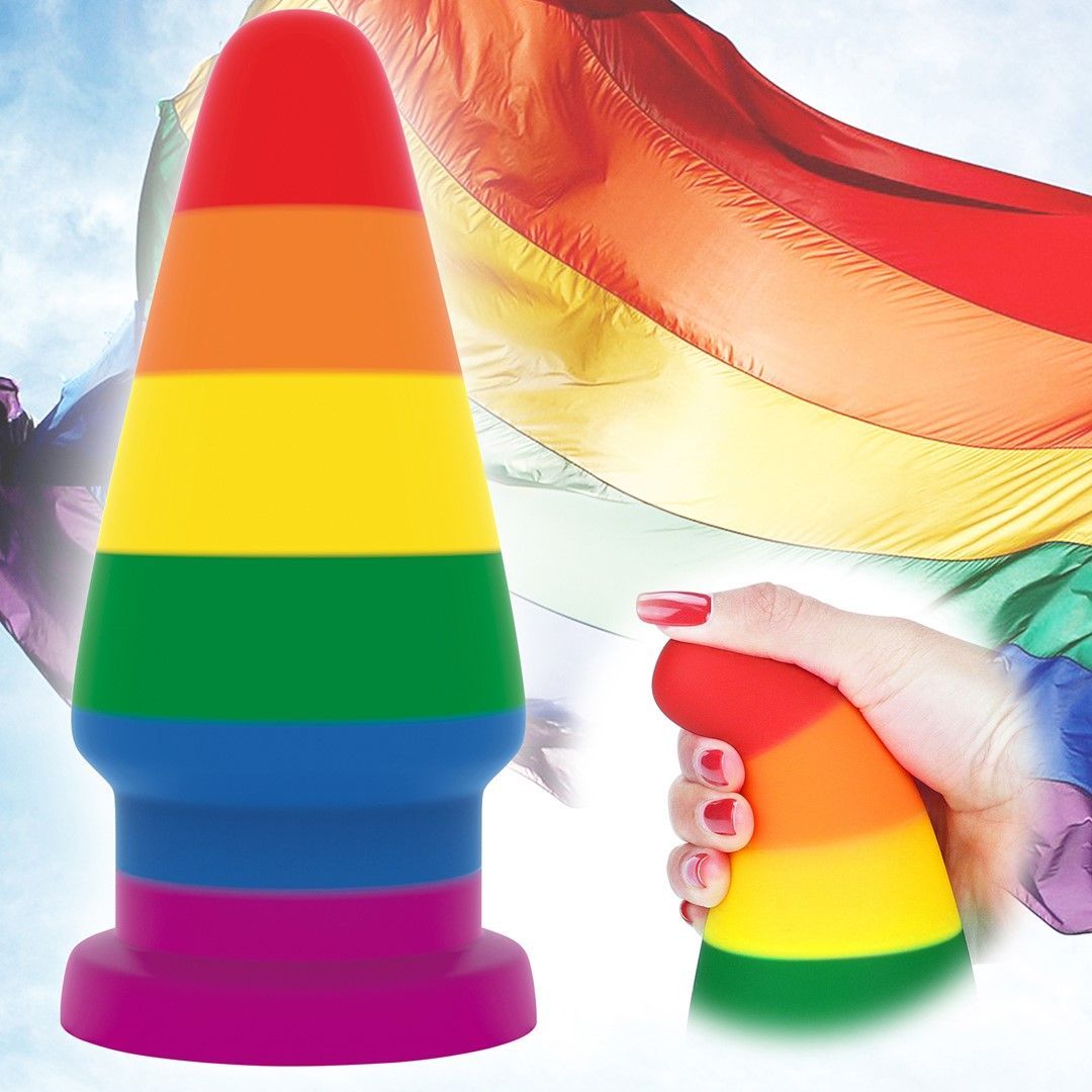 Анальна пробка LoveToy Prider 6, 16 см (райдужний)