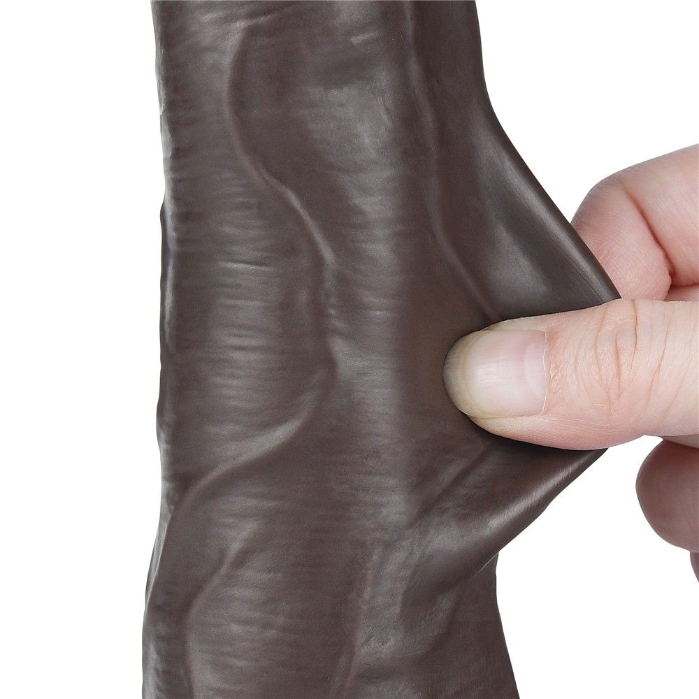 Lovetoy Sliding Skin Dual Layer Dong - Dildo, Czarny, 21.5 cm
