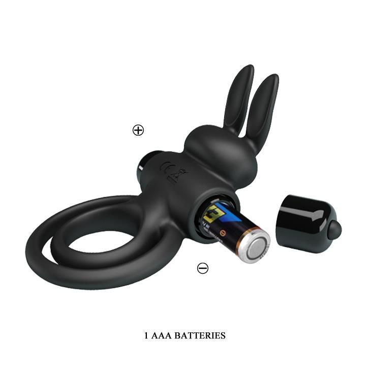 Виброкольцо Pretty Love Vibro Penis Ring Bunny III, 9,7 см (черный)