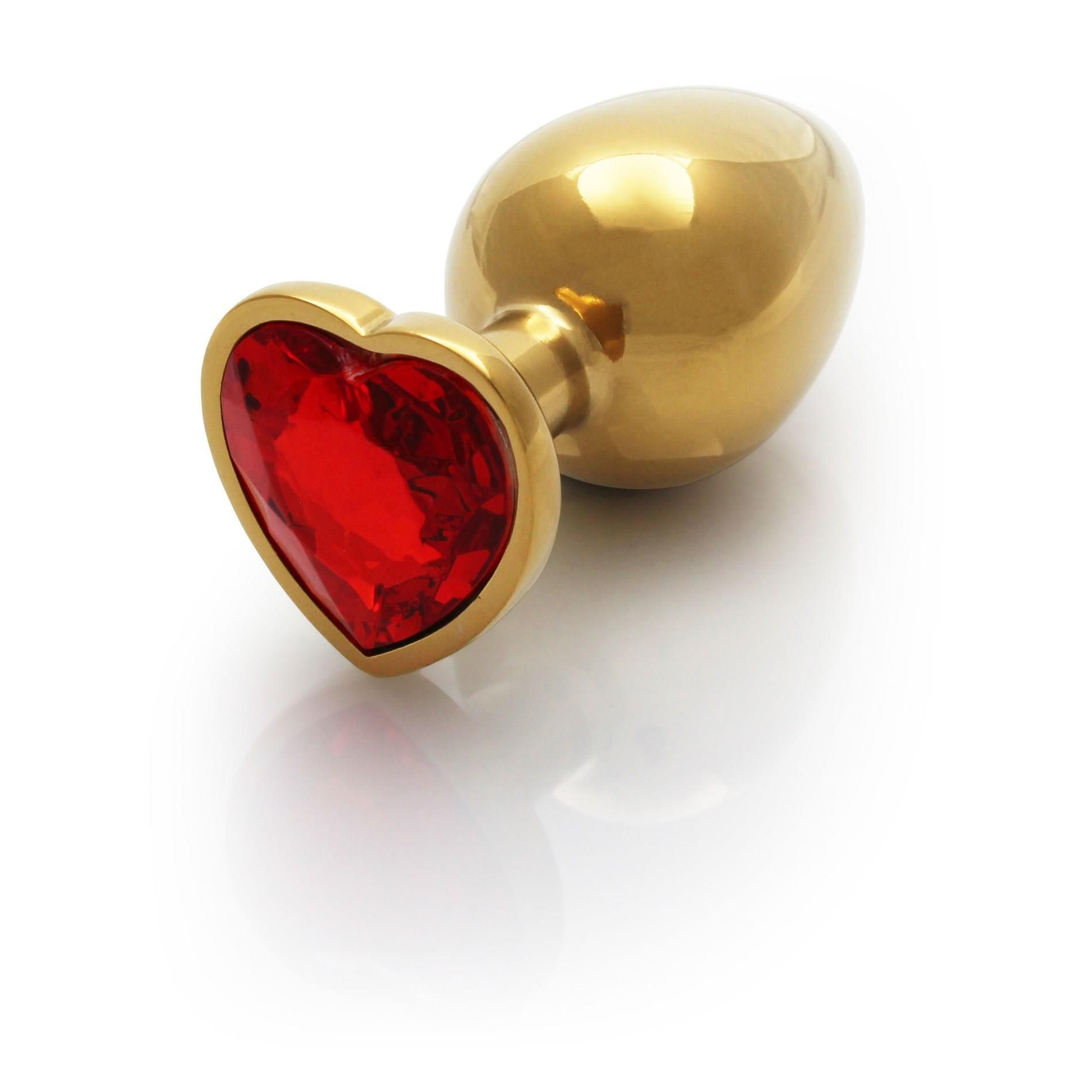 Анальная пробка Ouch! Heart Gem Butt Plug  L, 8.1 см (золотистый)