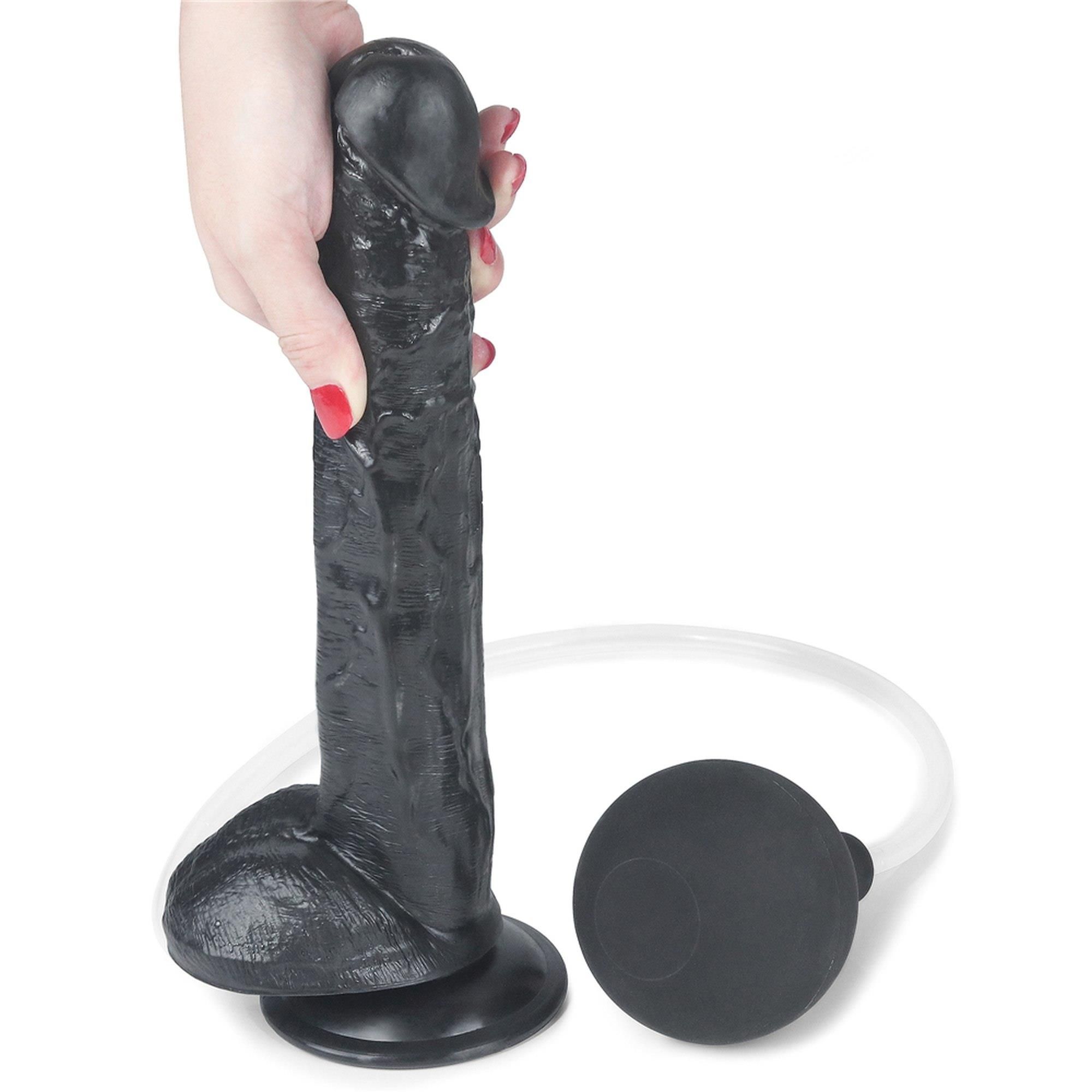 Фалоімітатор LoveToy Squirting 11'', 28 см (чорний)