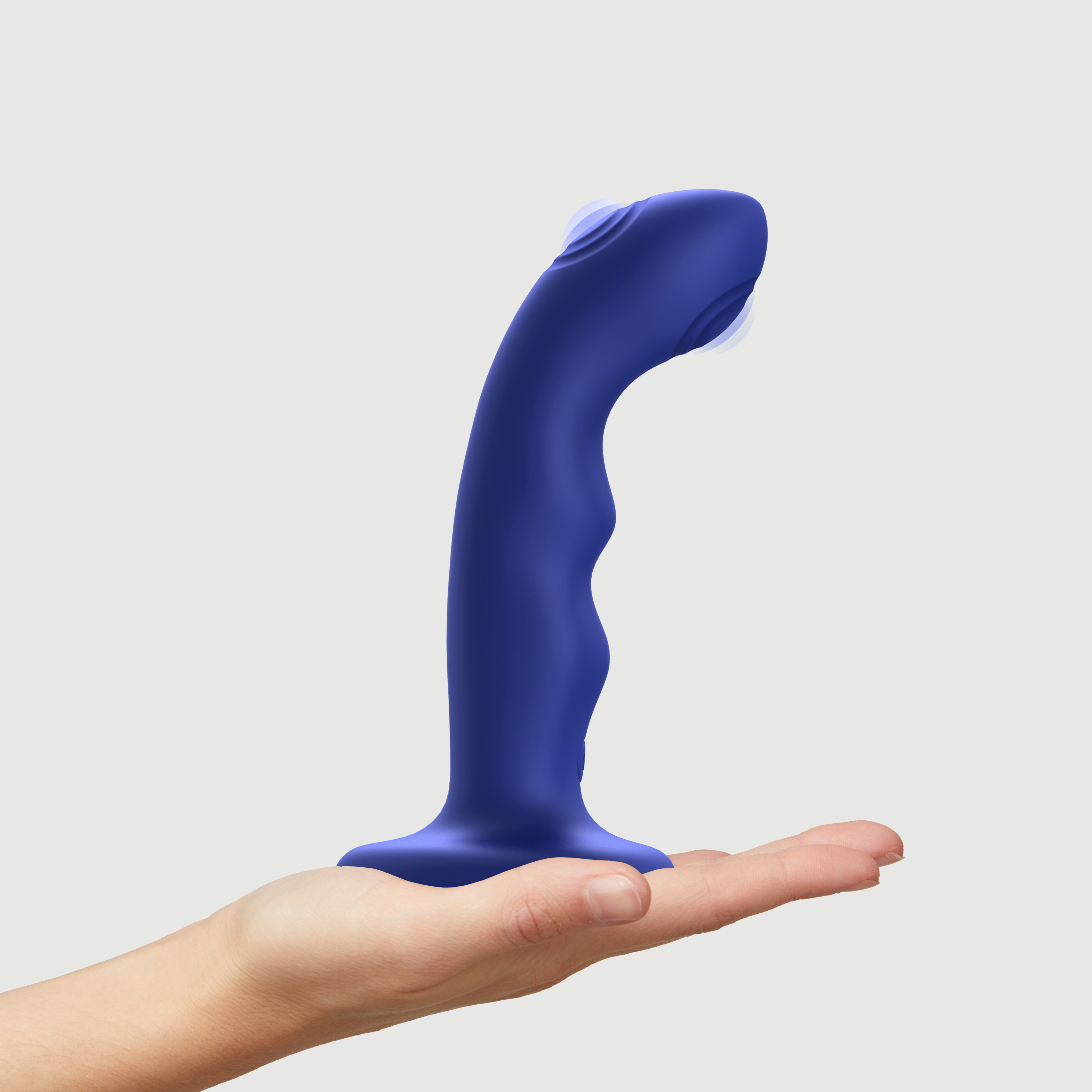 Вибратор Strap-On-Me Tapping Dildo Wave M, 15.7 см (синий)