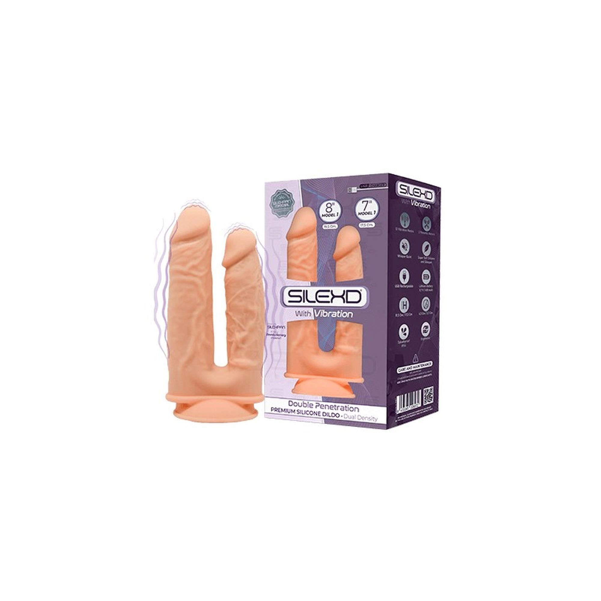 Вибратор Silexd Premium Silicone Dildo Model 1 Size 8"-7", 19.5 см (телесный)