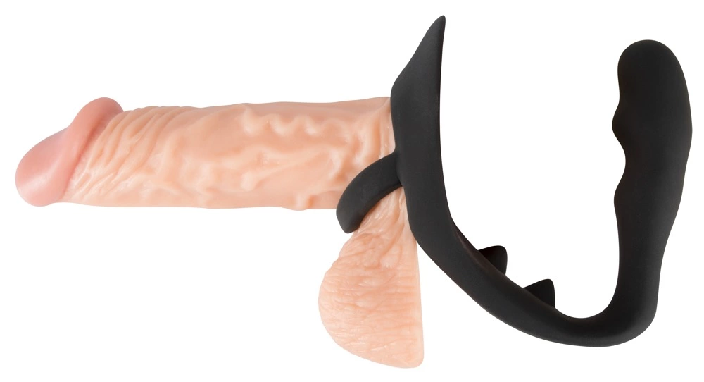 Стимулятор простаты Black Velvets Ring & Plug, 10.5 см (черный)