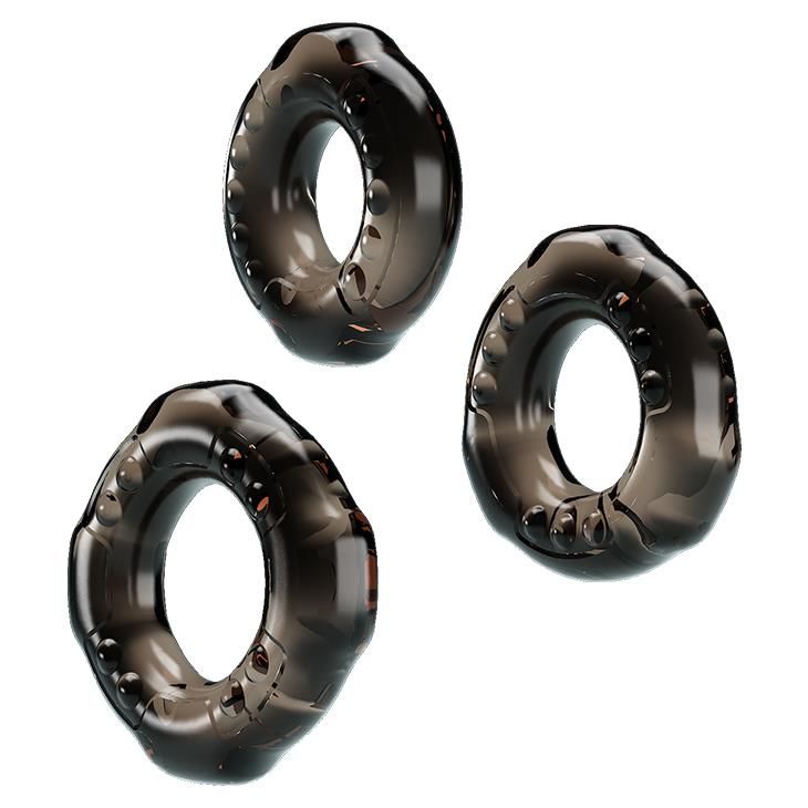 Набор эрекционных колец Baile Cock ring Yvonne Set, 3 шт (чёрный)